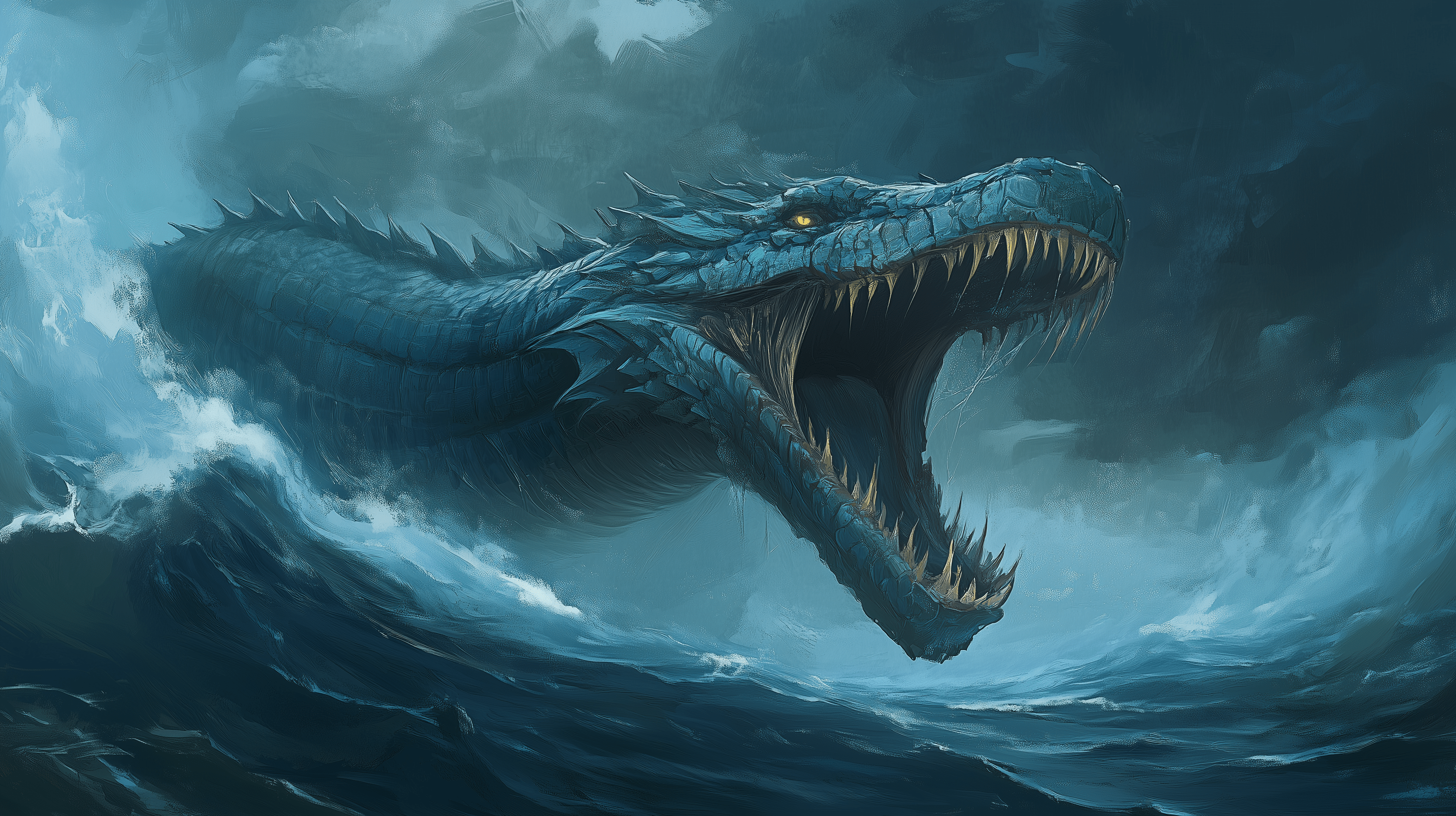 2912x1632 Majestic Sea Serpent: An HD Wallpaper of Fantasy