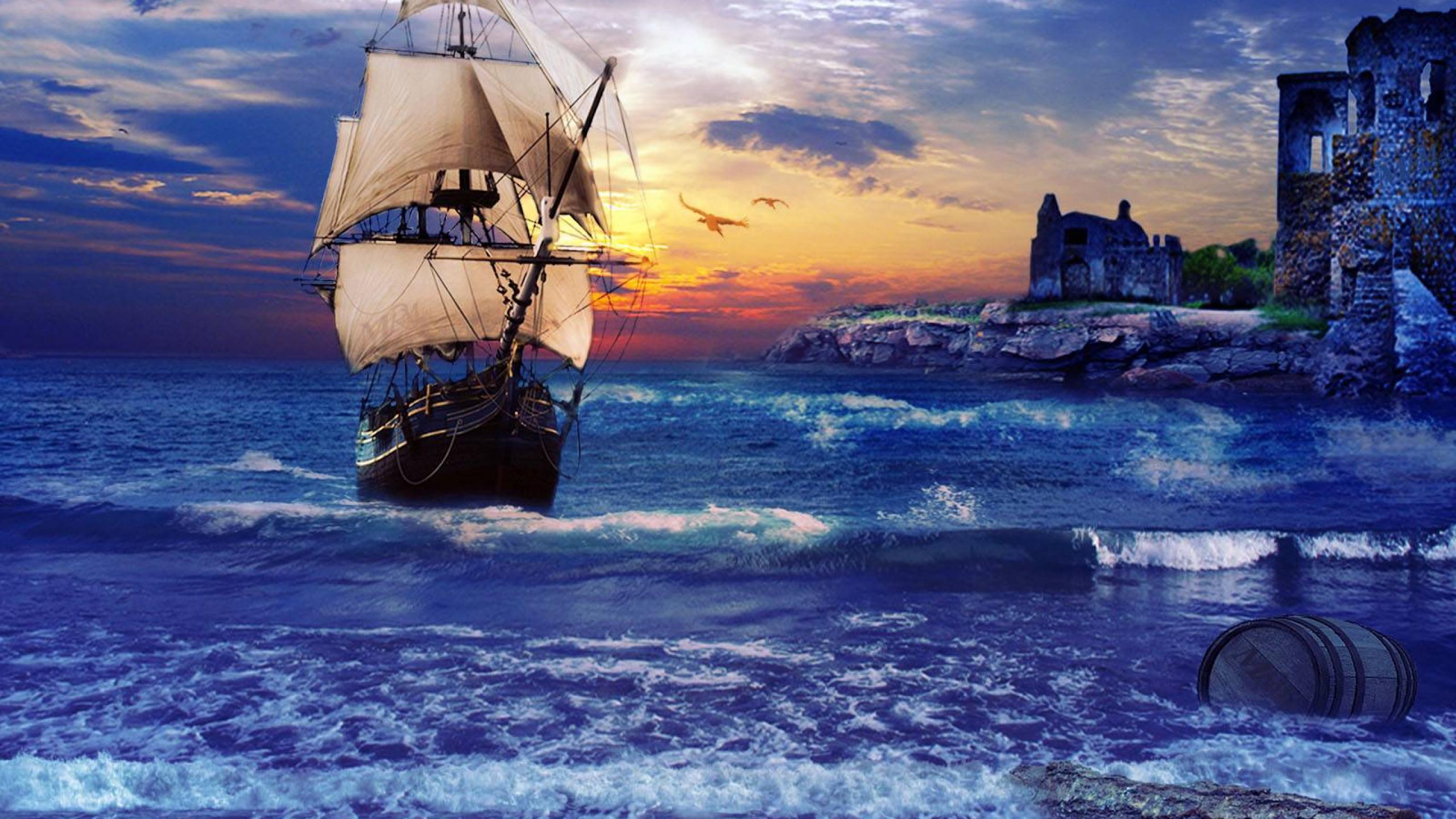 2560x1440 Free fantasy, Ghost, sea 2K wallpaper for desktop and phone