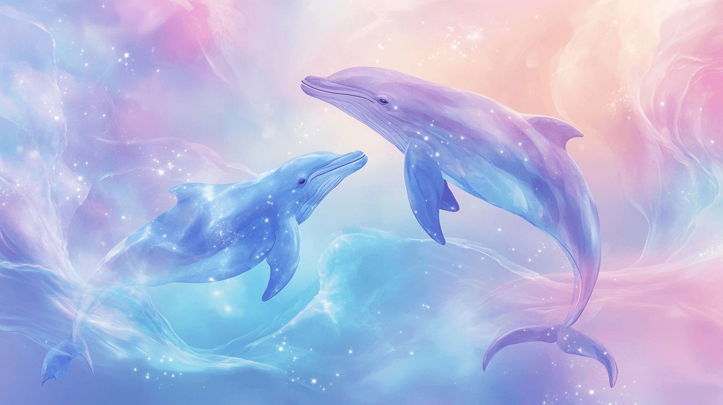 1456x816 Dolphin Mural Wallpaper. Magical Ocean Fantasy