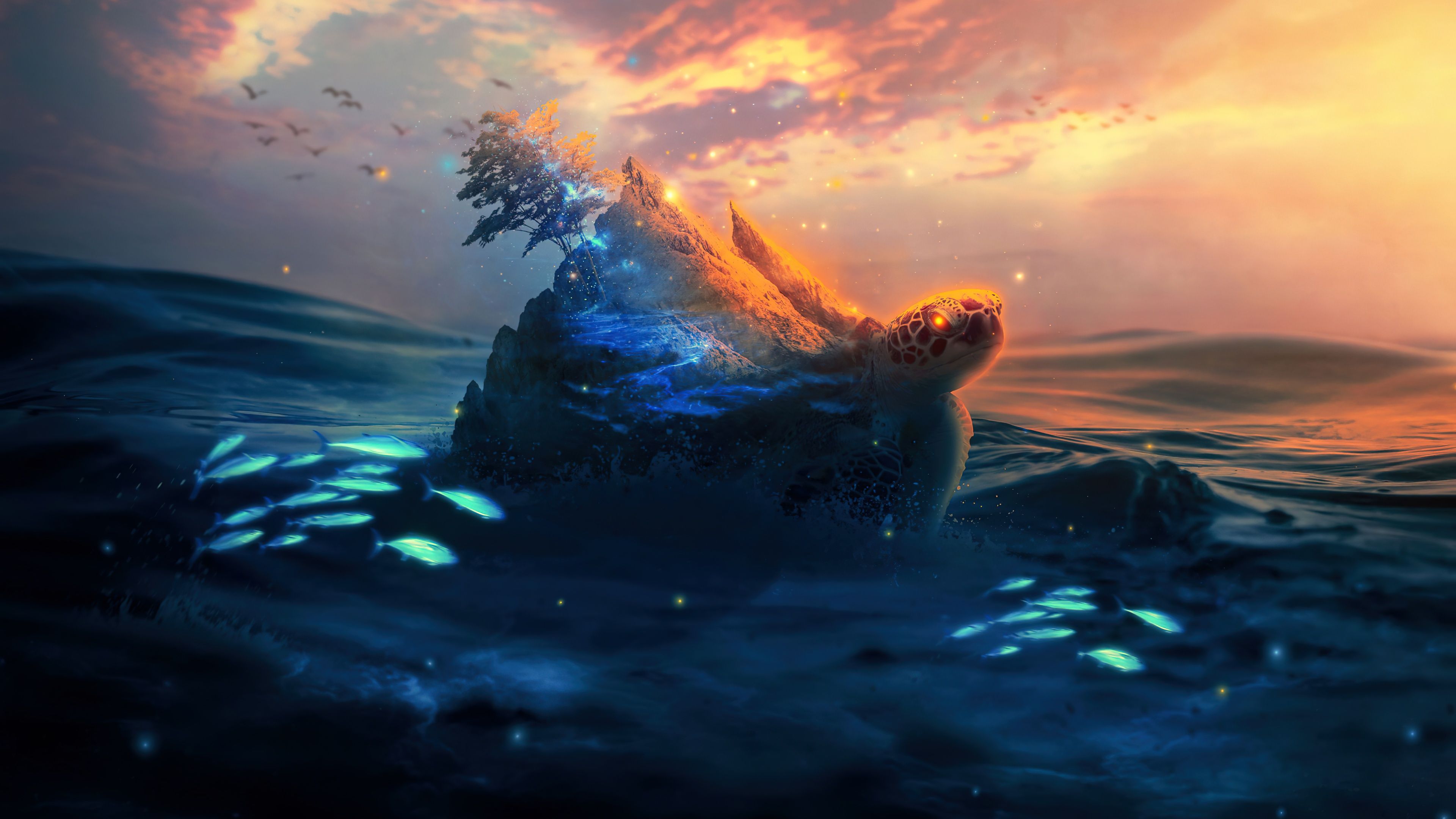 3840x2160 Sea Turtle Wallpaper 4K, Surreal, Underwater, Ocean, Aqua