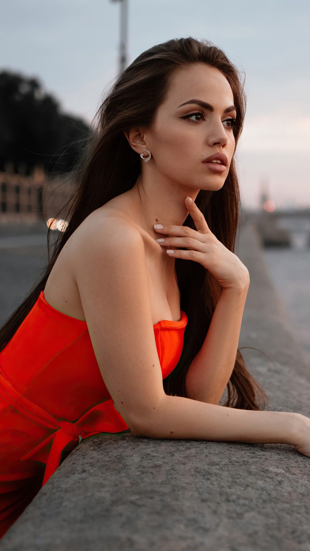 1080x1920 Girl Model Is Wearing Red Dress 4K HD Girls Wallpaper