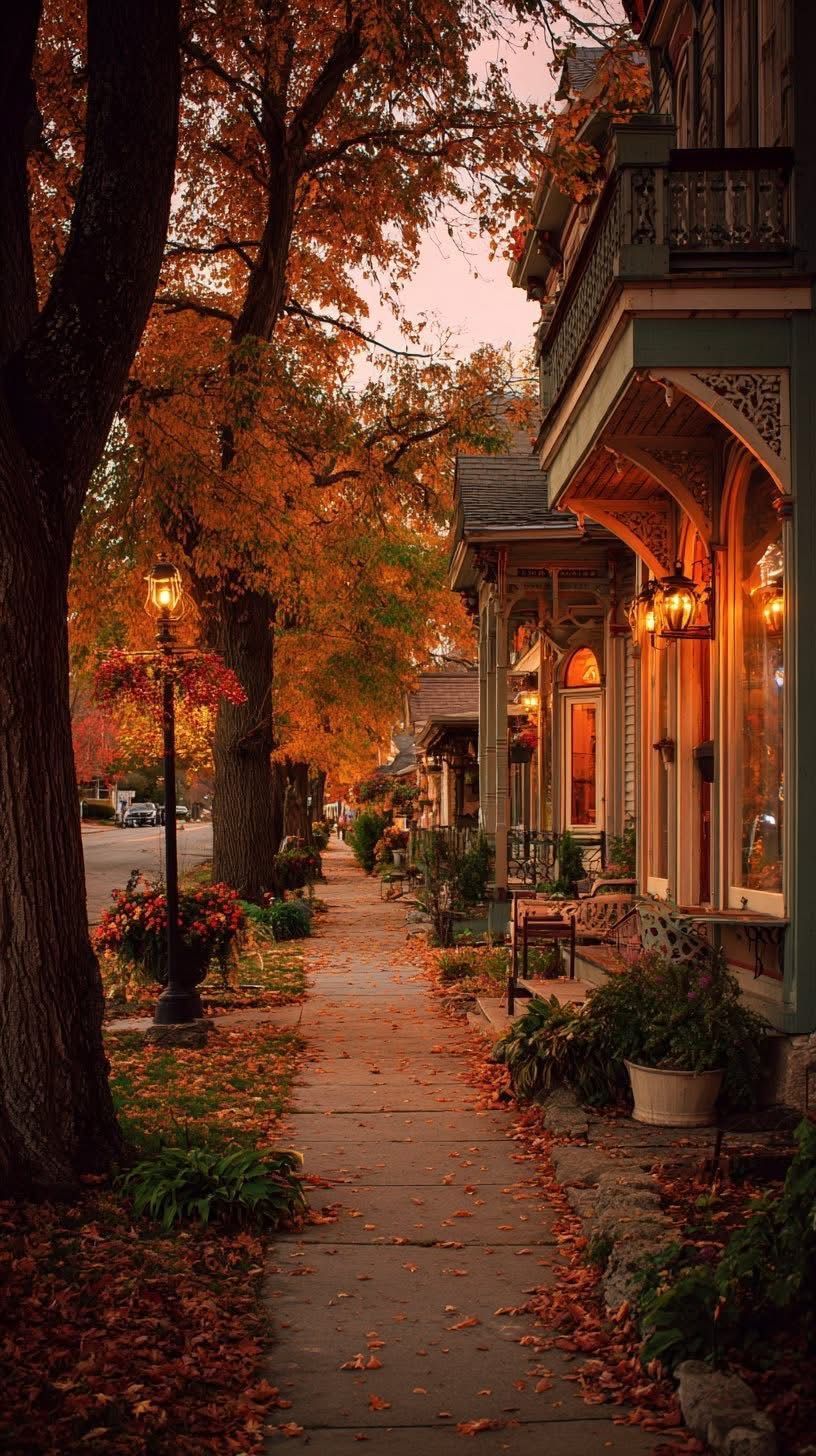 816x1456 Cozy Autumn Cityscape