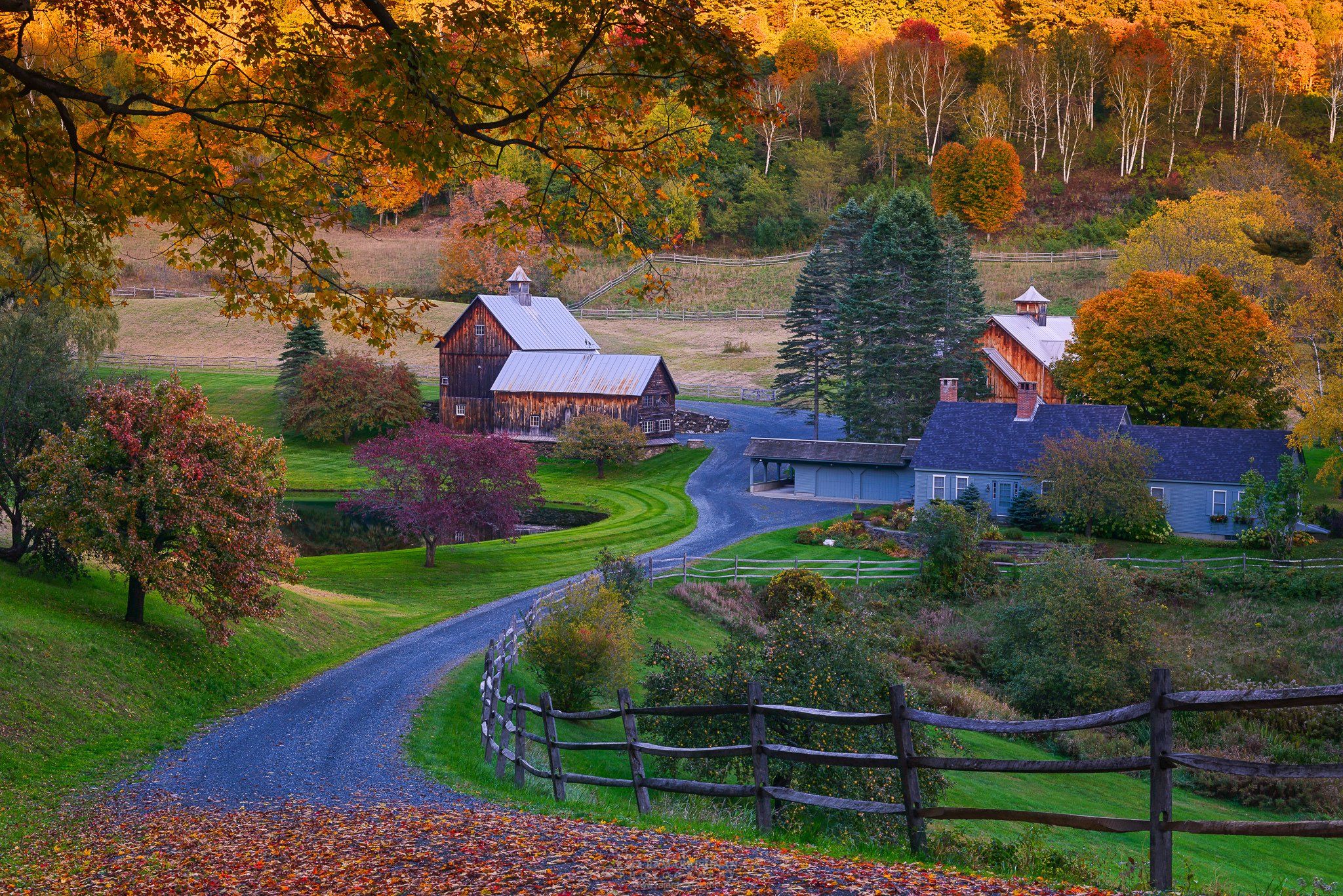 2048x1367 usa, Autumn, Roads, Village, Vermont, Nature Wallpaper HD / Desktop and Mobile Background