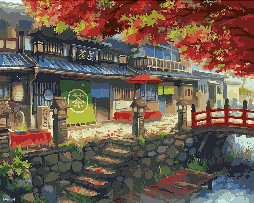 1000x800 Japanese Autumn Village. Paint By Numbers Kit