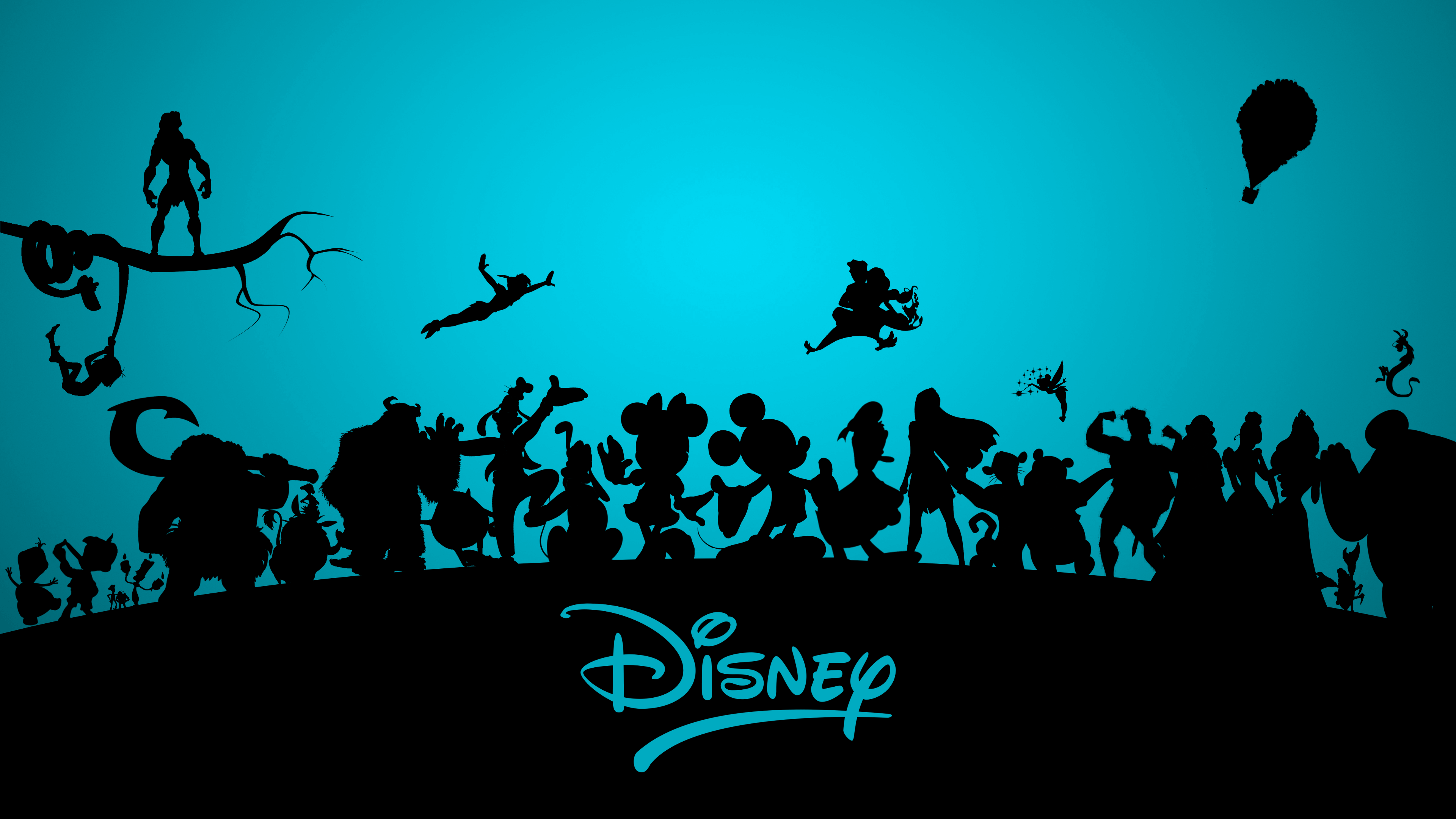 3840x2160 (16:9) Duel / Triple Monitor Display HD Wallpaper of Marvel, Disney & Star Wars Silhouettes (First Attempt)