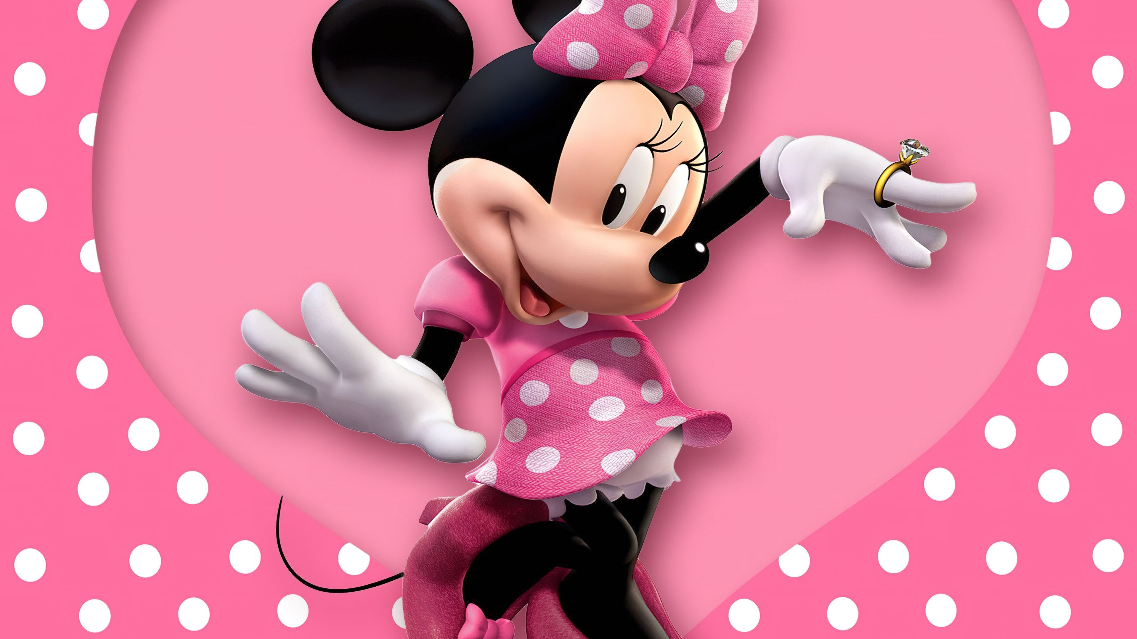 3840x2160 Minnie Mouse Wallpaper 4K, Disney, Cartoon, Pink background