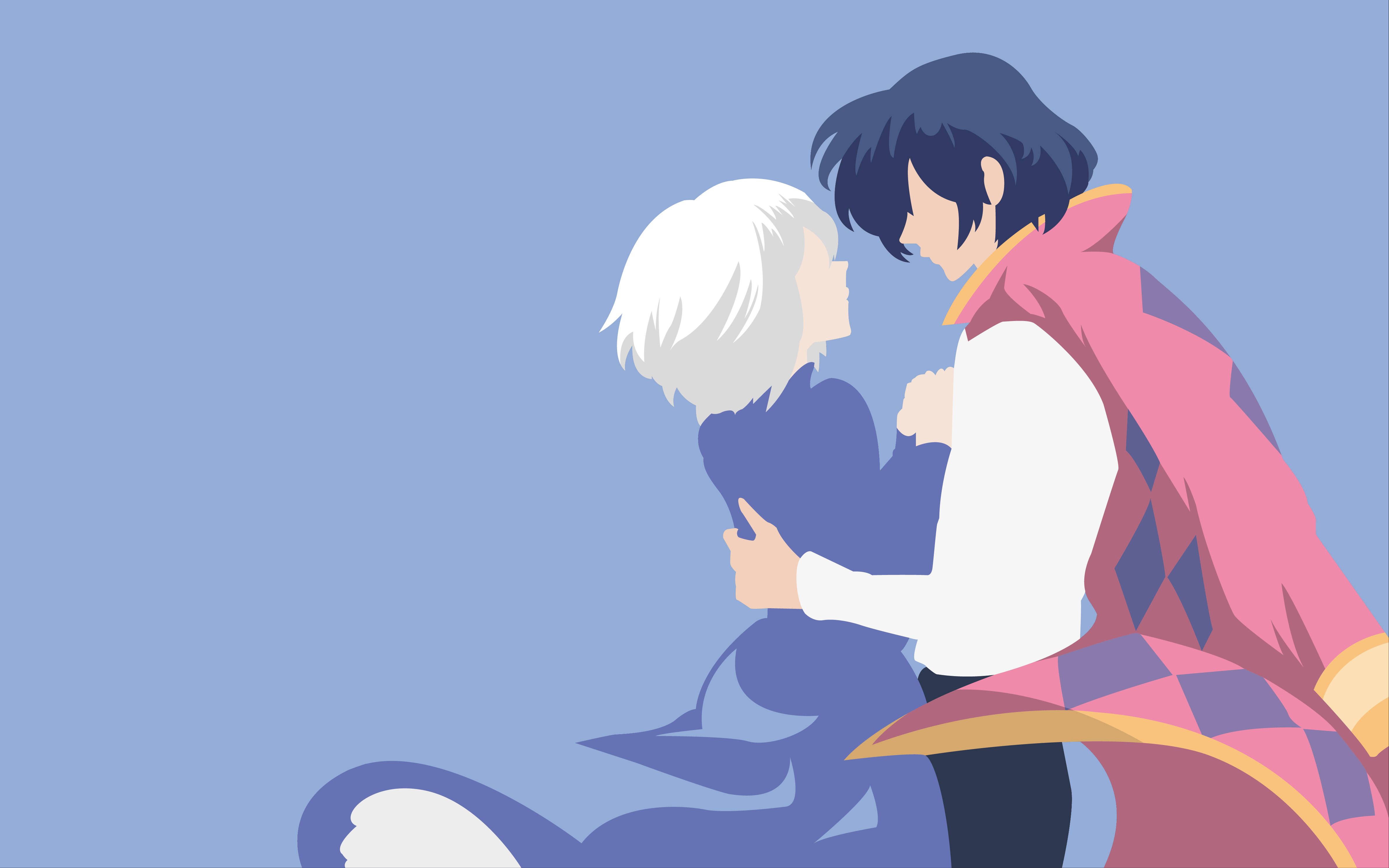 4763x2977 Download Minimalist Couple Howl's Moving Castle Wallpaper