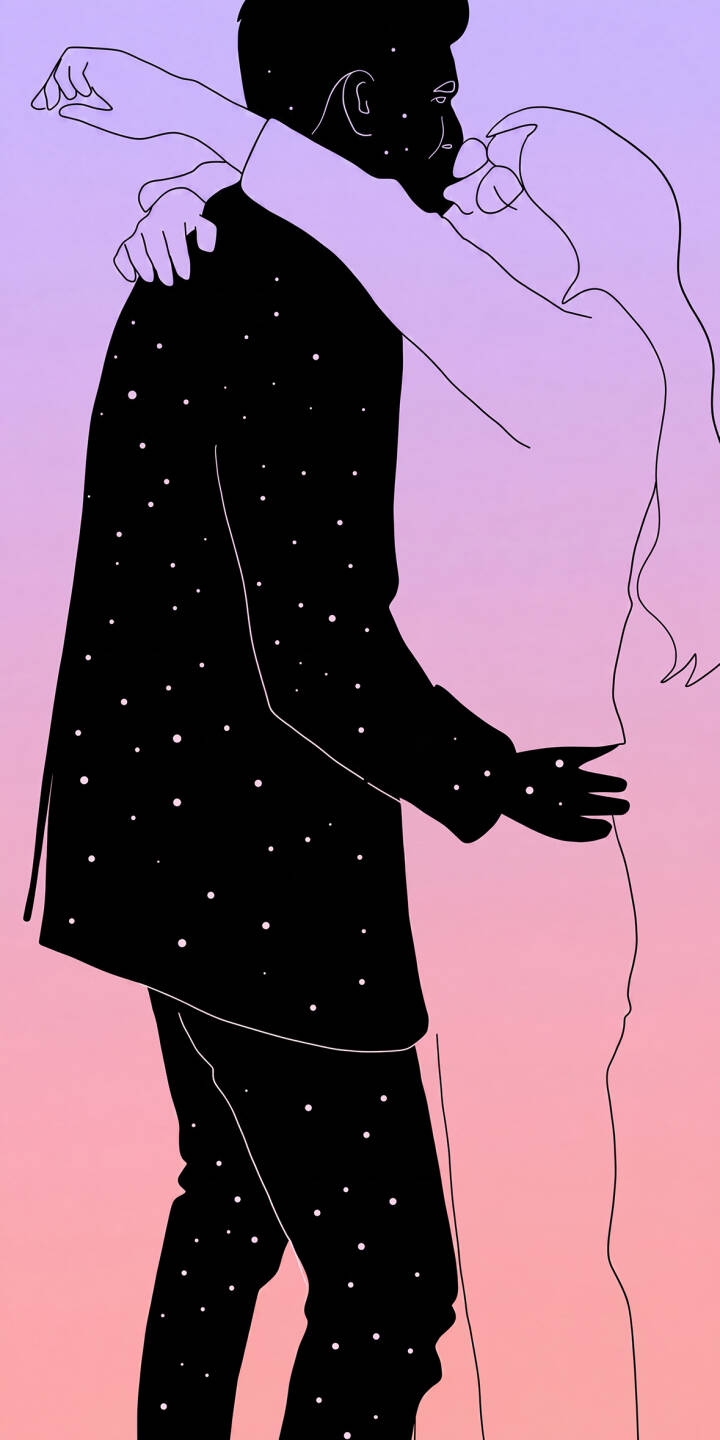 720x1440 Cosmic Embrace Couple Wallpaper