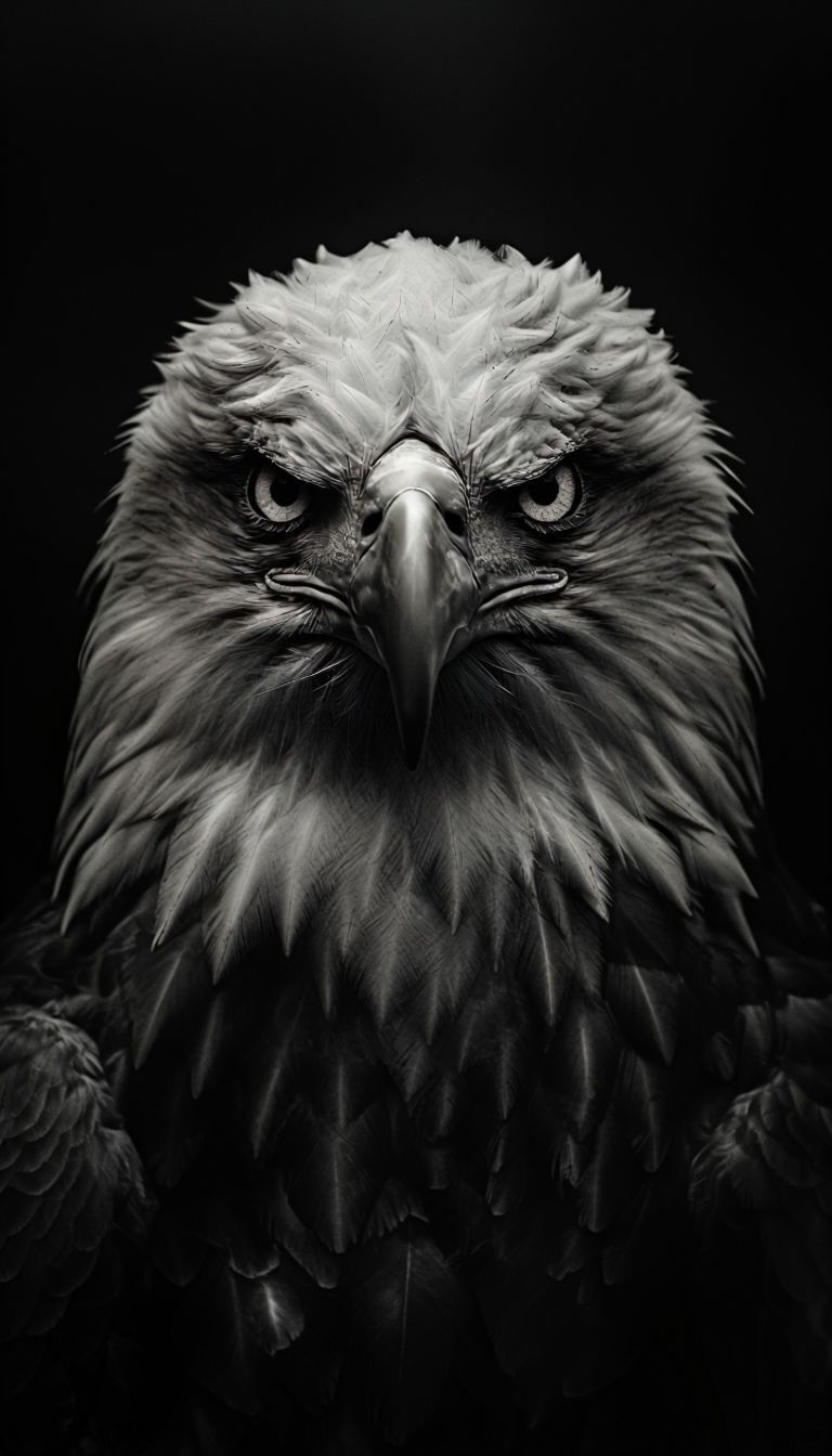 768x1344 Intense Black And White Close Up Of An Eagle's Head Art