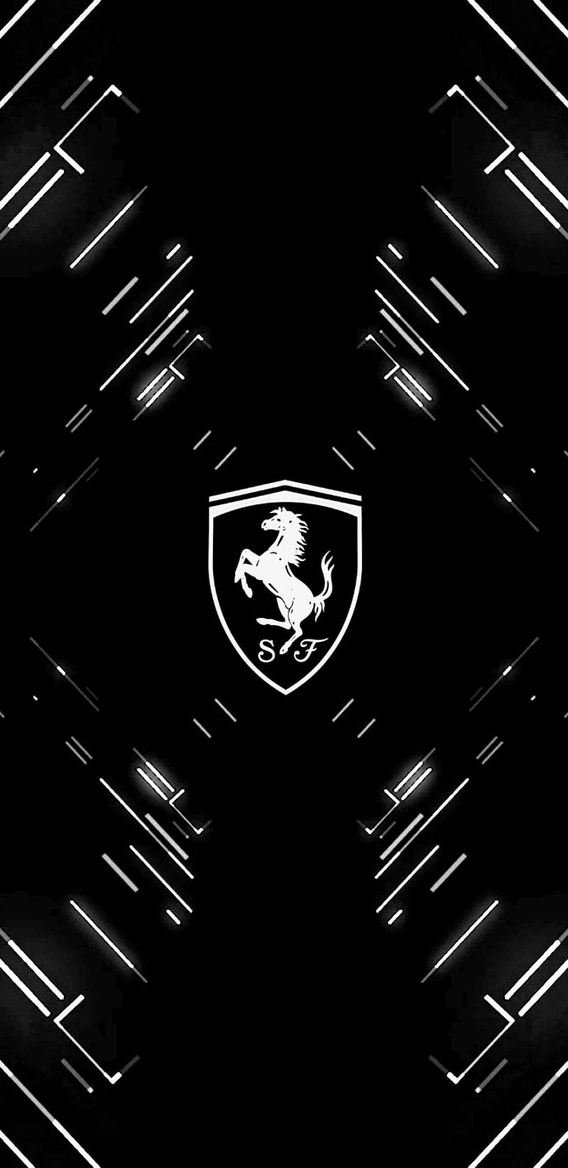 800x1644 Ferrari logo, black, white, HD phone wallpaper