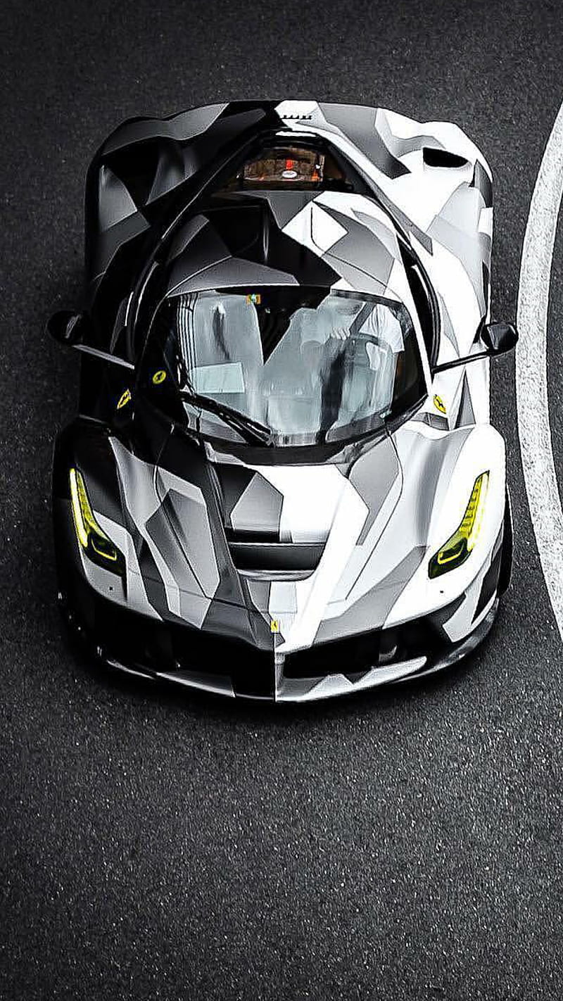 800x1422 Camo LaFerrari, black, car, ferrari, hypercar, new, supercar, HD phone wallpaper