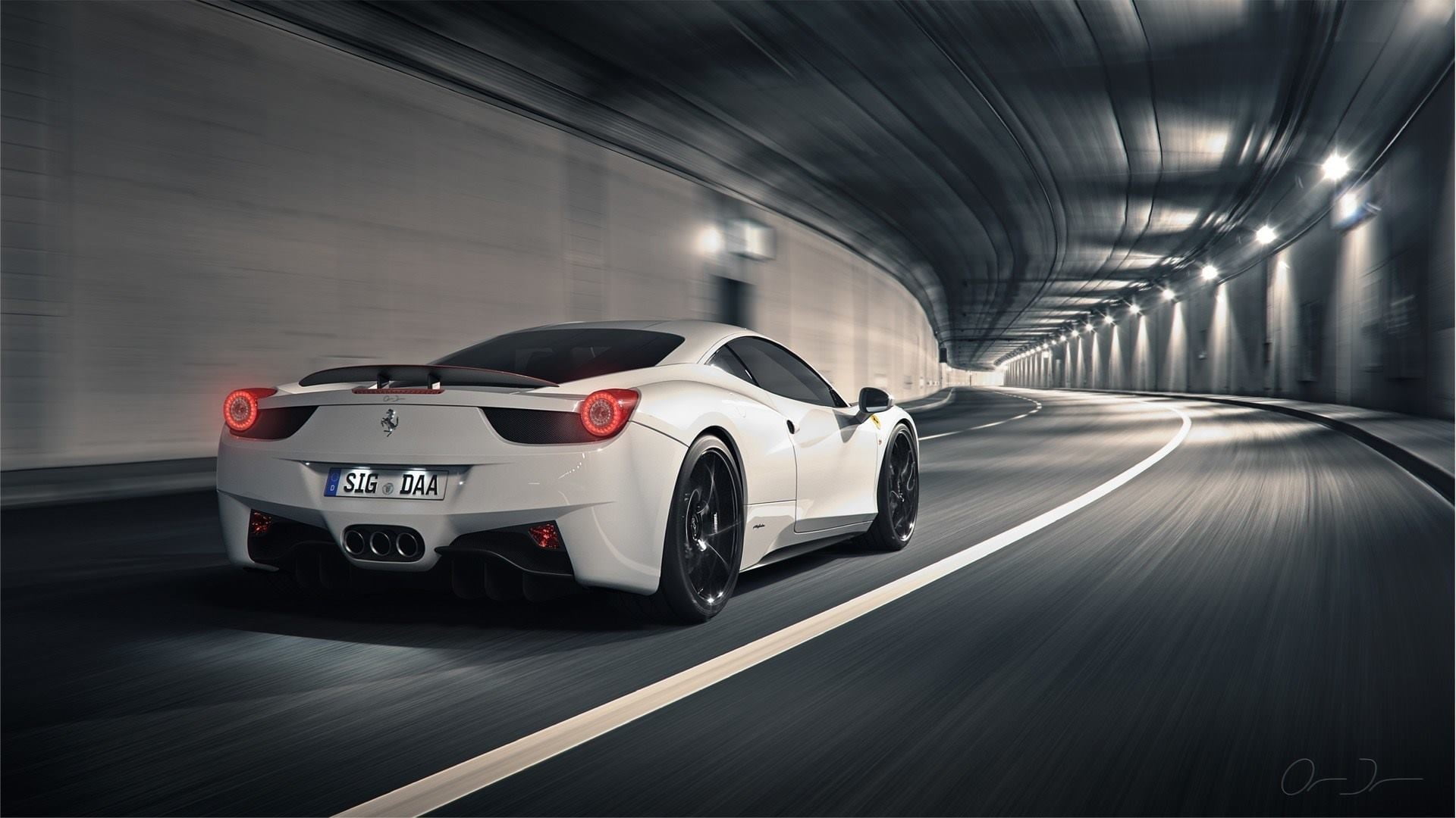 1920x1080 White coupe on black top road HD wallpaper