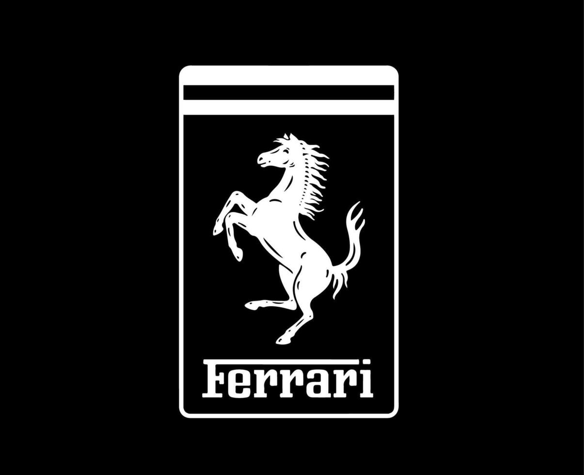 1205x980 Ferrari Brand Logo Symbol White Design Italian Car Automobile Vector Illustration With Black Background