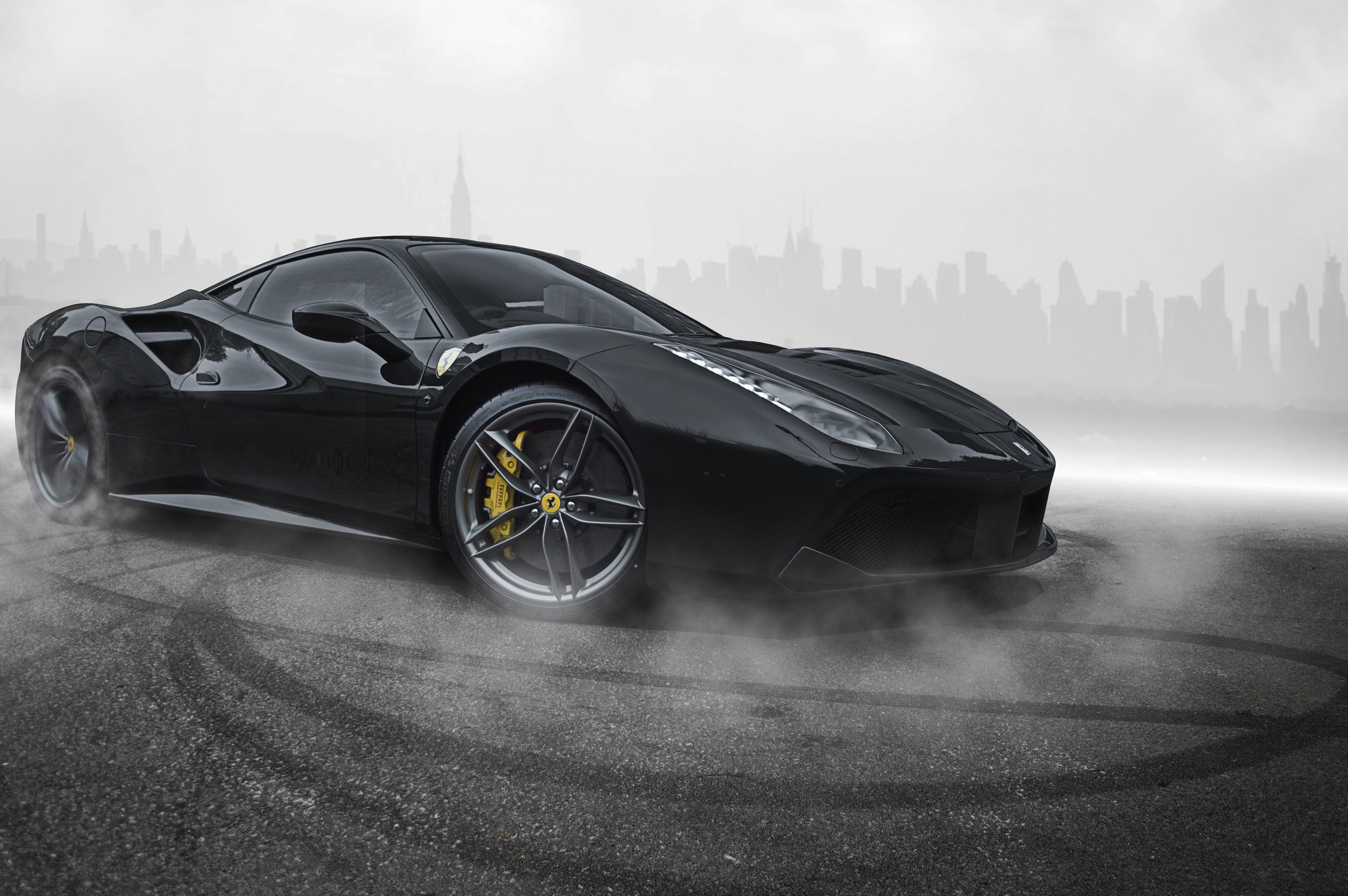 6016x4000 Ferrari Black Wallpaper
