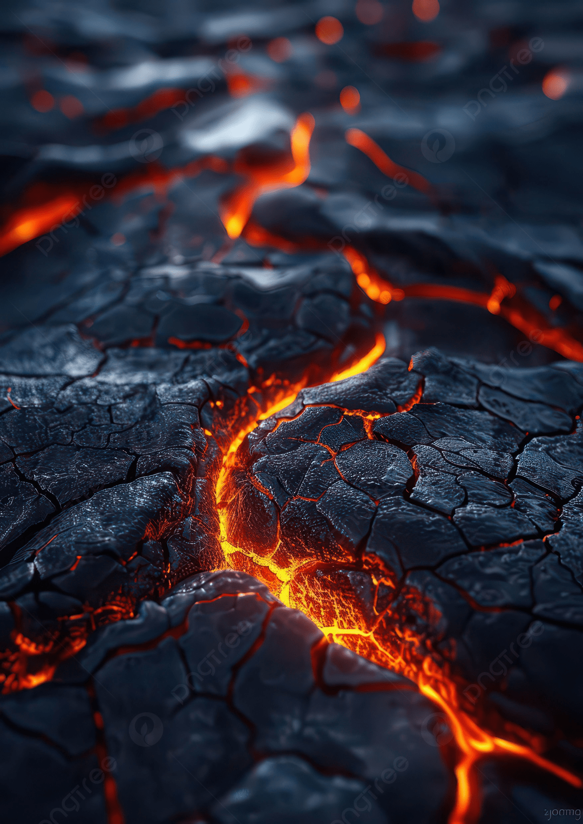 1200x1697 A Close Up View Of Glowing Lava Cracks On Dark Volcanic Surface Background Wallpaper Image For Free Download