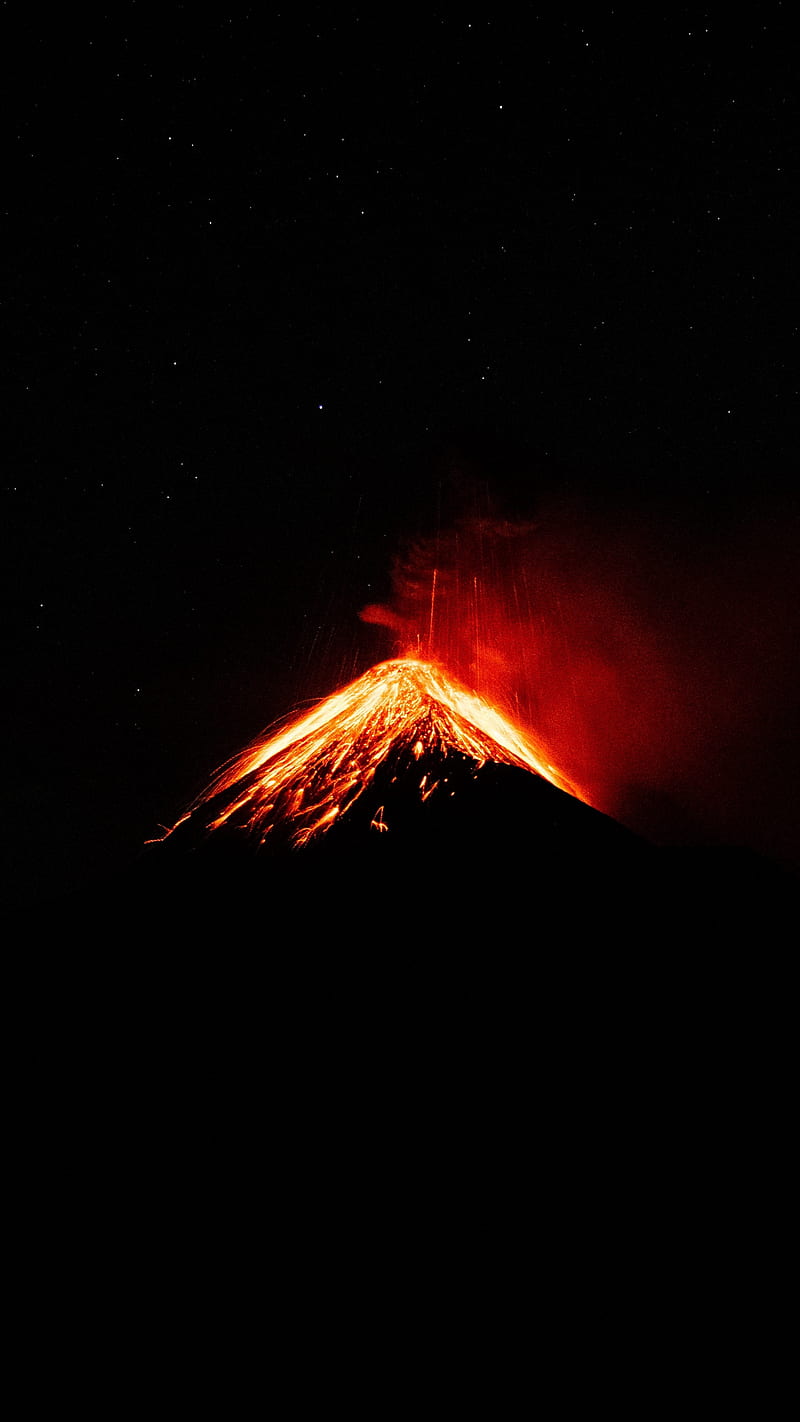 800x1422 Volcano, crater, dark, eruption, fire, lava, mountain, night, HD phone wallpaper