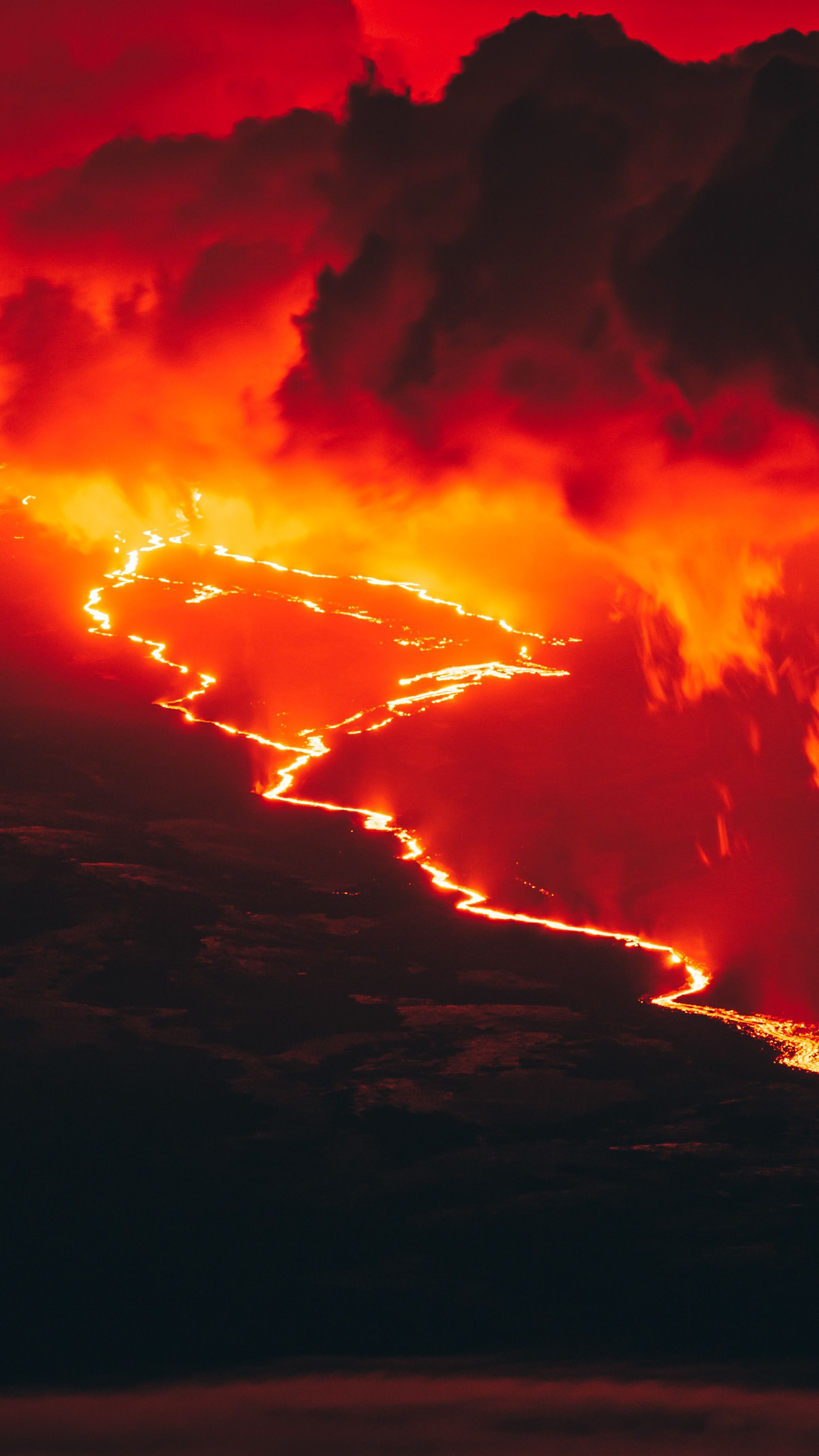 1898x3375 Clouds Over Lava at Night · Free
