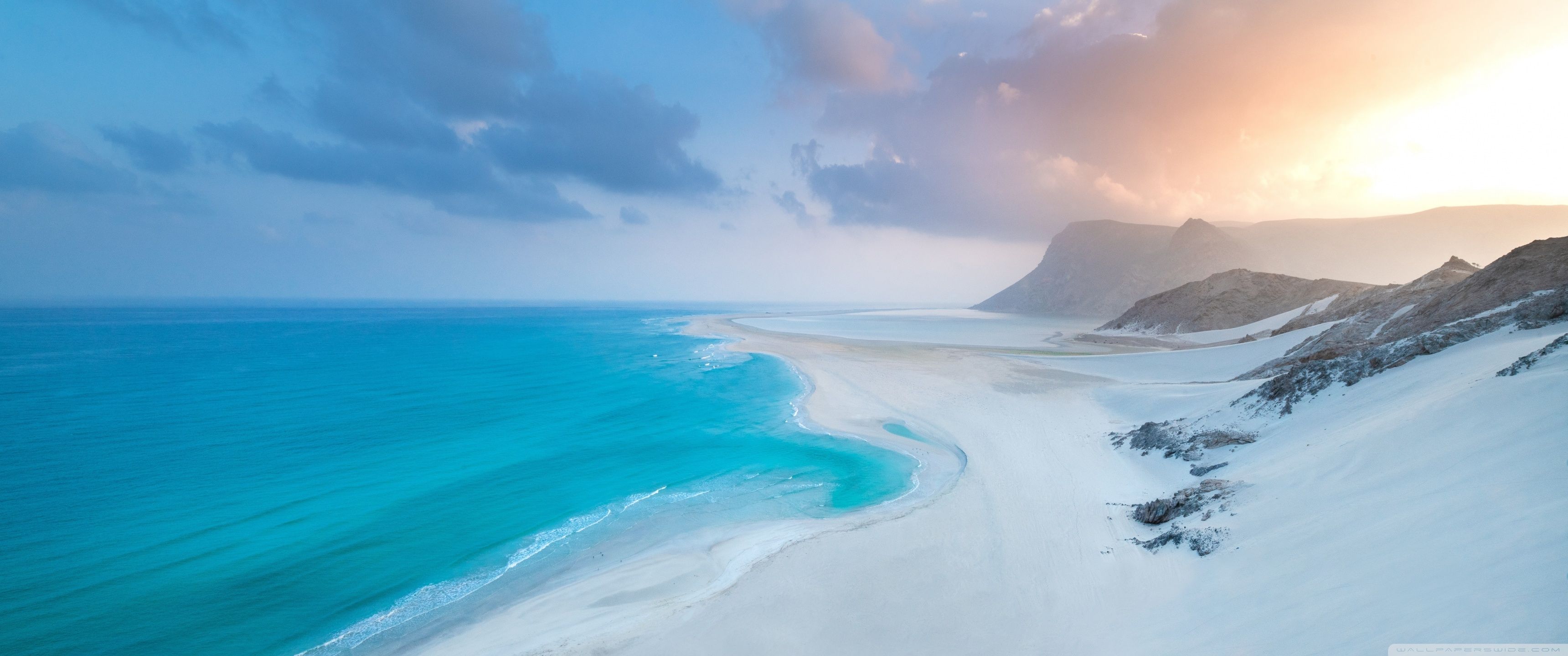 3440x1440 Beautiful Wild Beach, Blue Sea, White Sand, Nature, Travel 4K UHD Wallpaper for UltraHD Desktop and TV : Widescreen and UltraWide Display : Dual Monitor
