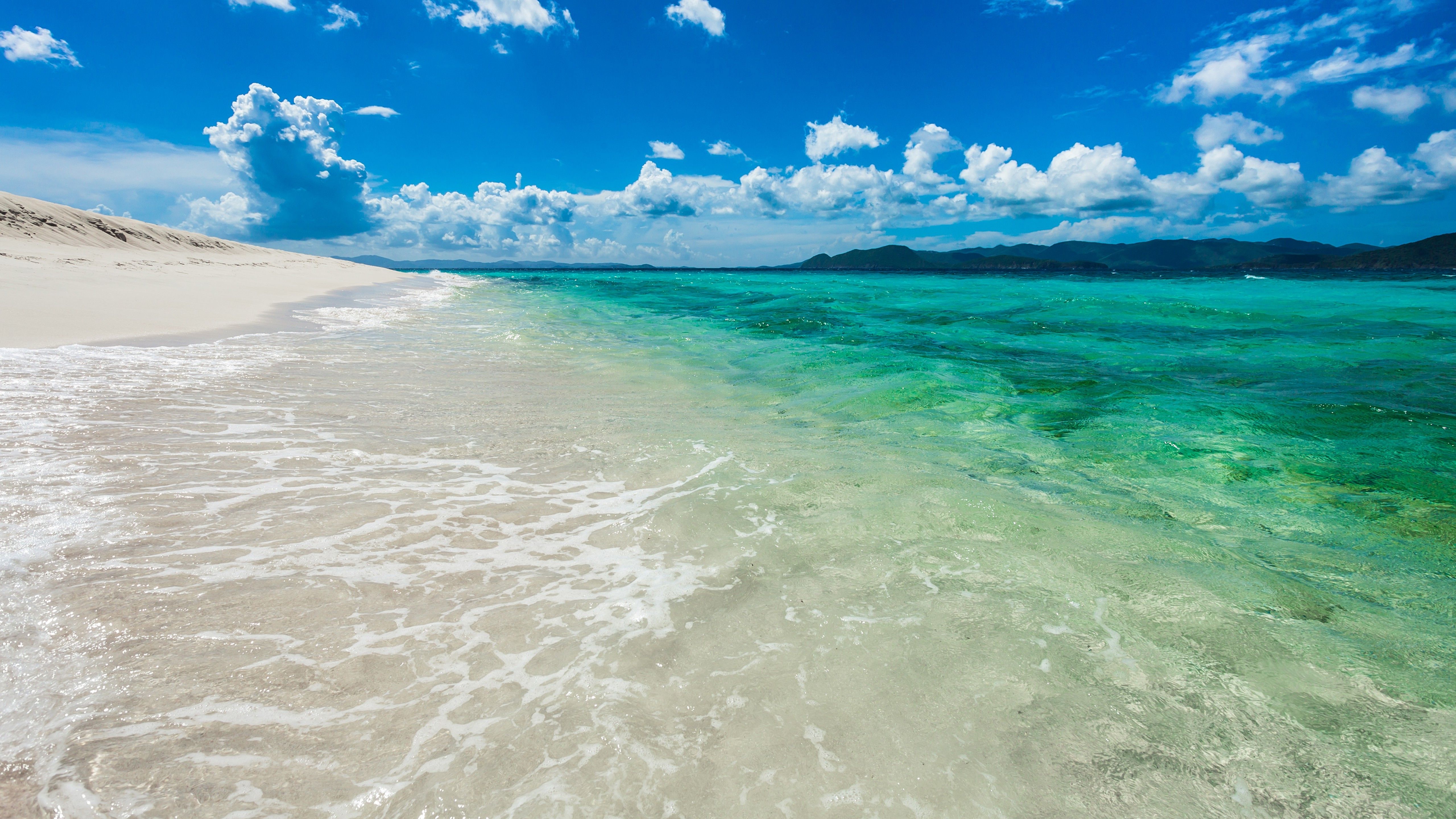 5120x2880 Desktop wallpaper: Sand, Ocean, Beach, Tropical, Sea, Horizon, Earth, Cloud 4K free download for PC. 743755