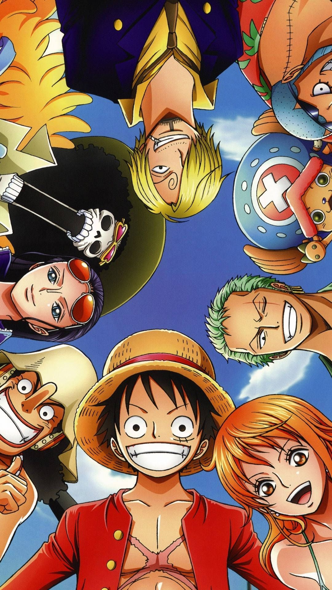 1080x1920 Download The Straw Hat Pirates Navigate the Grand Line Wallpaper