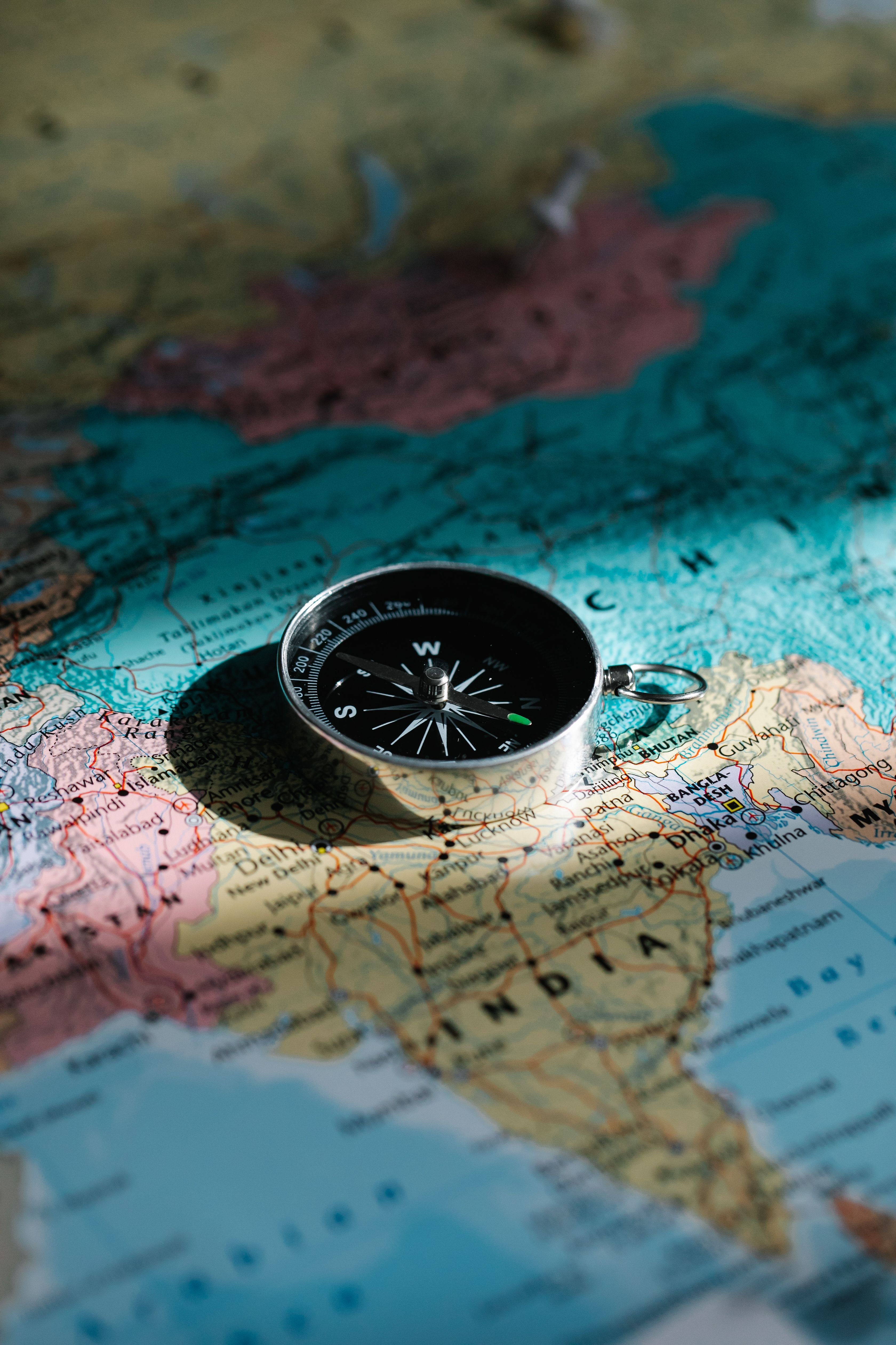 3360x5040 Compass on Paper Map · Free