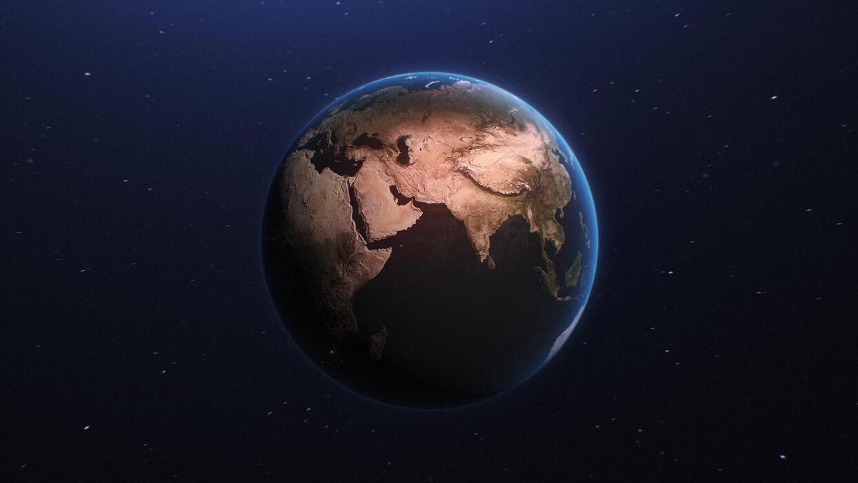 1244x700 India Borders Outlines Reveals on Rotating 3D Globe. India Flag highlighted from Space