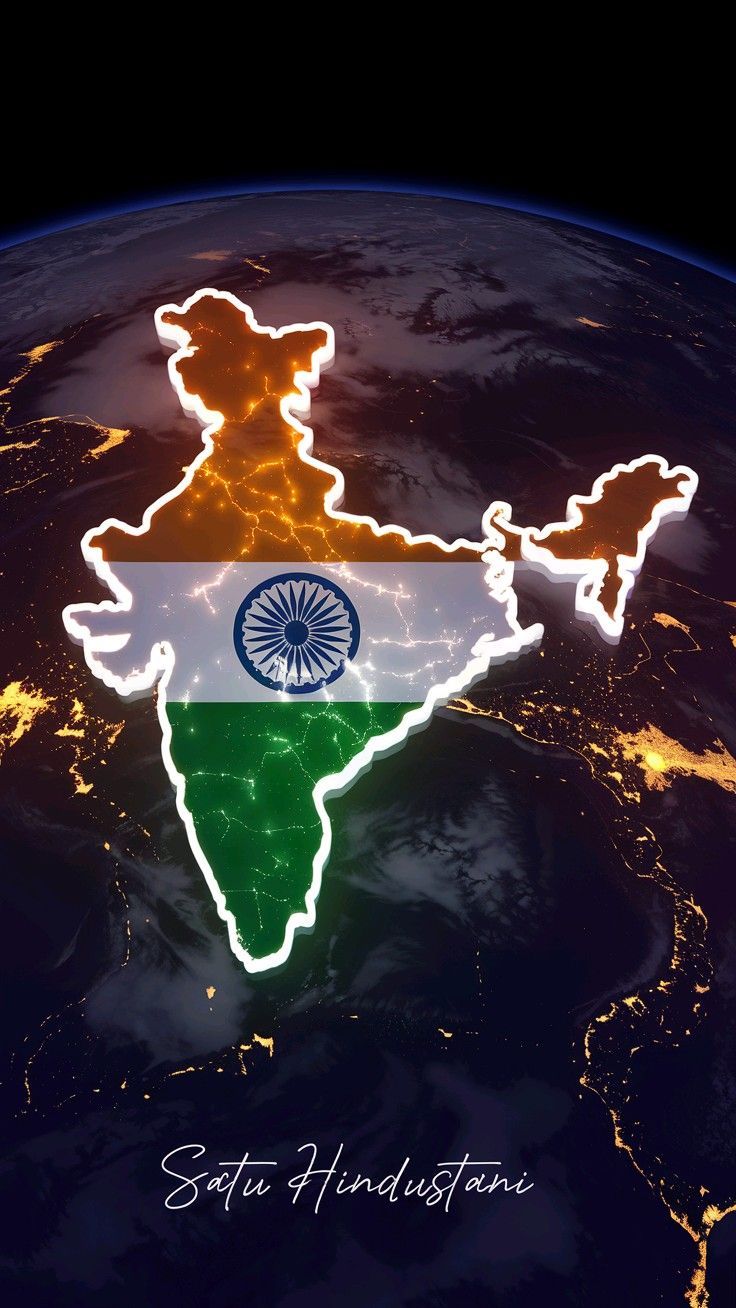 736x1308 Glowing Indian map design HD image wallpaper