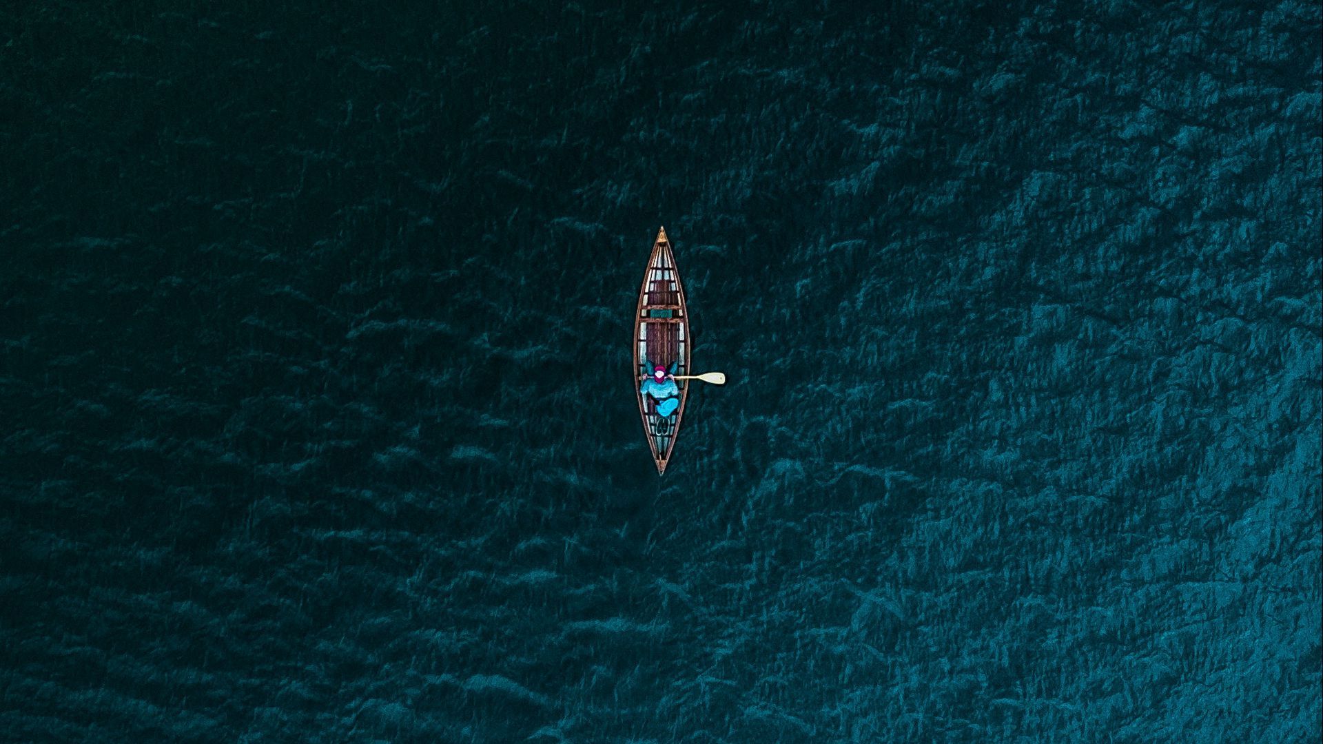 1920x1080 Sea View Of Boat From Above Water HD Minimalist Wallpaper