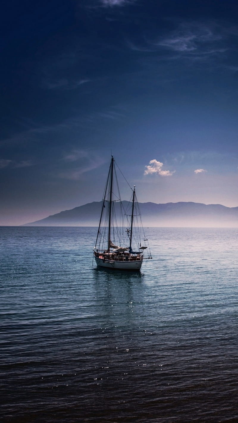 800x1422 Sailing Boat, boat, hills, lake, nature, sailing, HD phone wallpaper