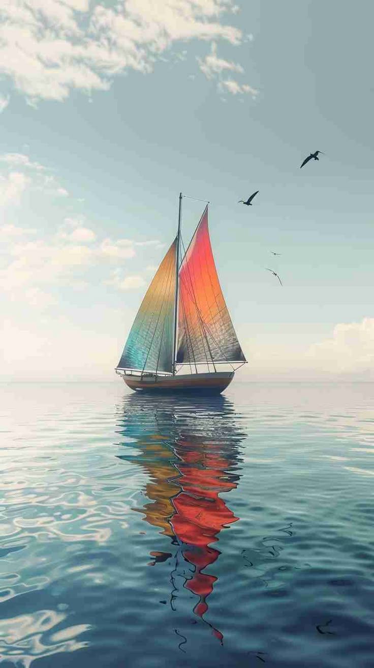 736x1313 image of a Boat on Water 4K HD Wallpaper. Colorful sailboat in water, Clip art sail boat 4k HD wallpaper, Sailing boat wallpaper 4k