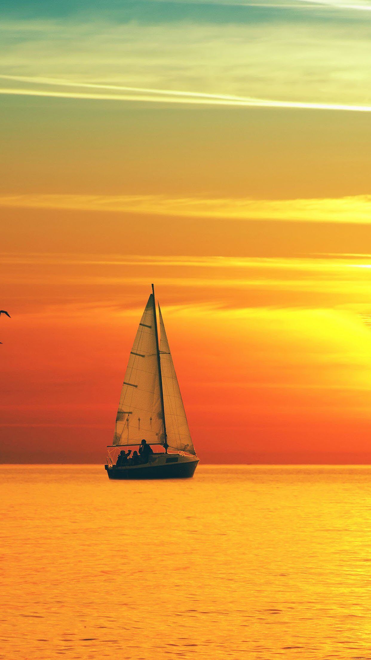 1242x2208 Boat At Sunset Sea Nature iPhone Wallpaper