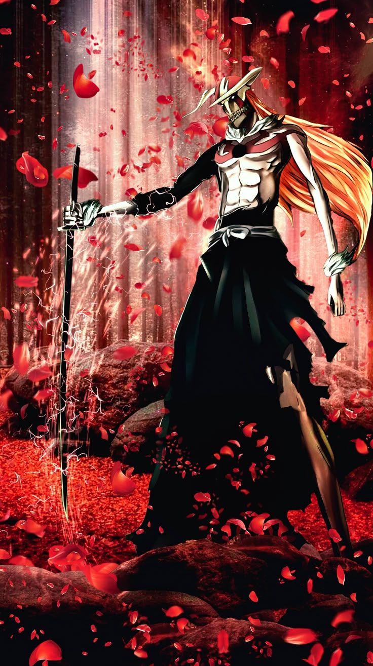 736x1315 Bleach ichigo Vasto Lorde Red forest 4K Wallpaper