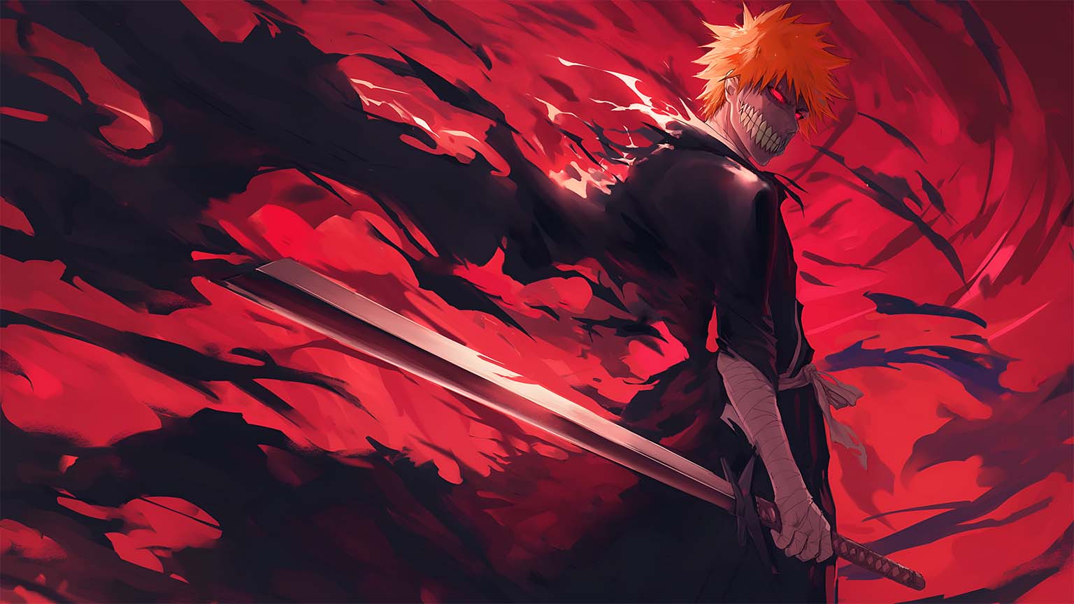 1536x864 Ichigo Kurosaki Blood Battle Mode Desktop Wallpaper