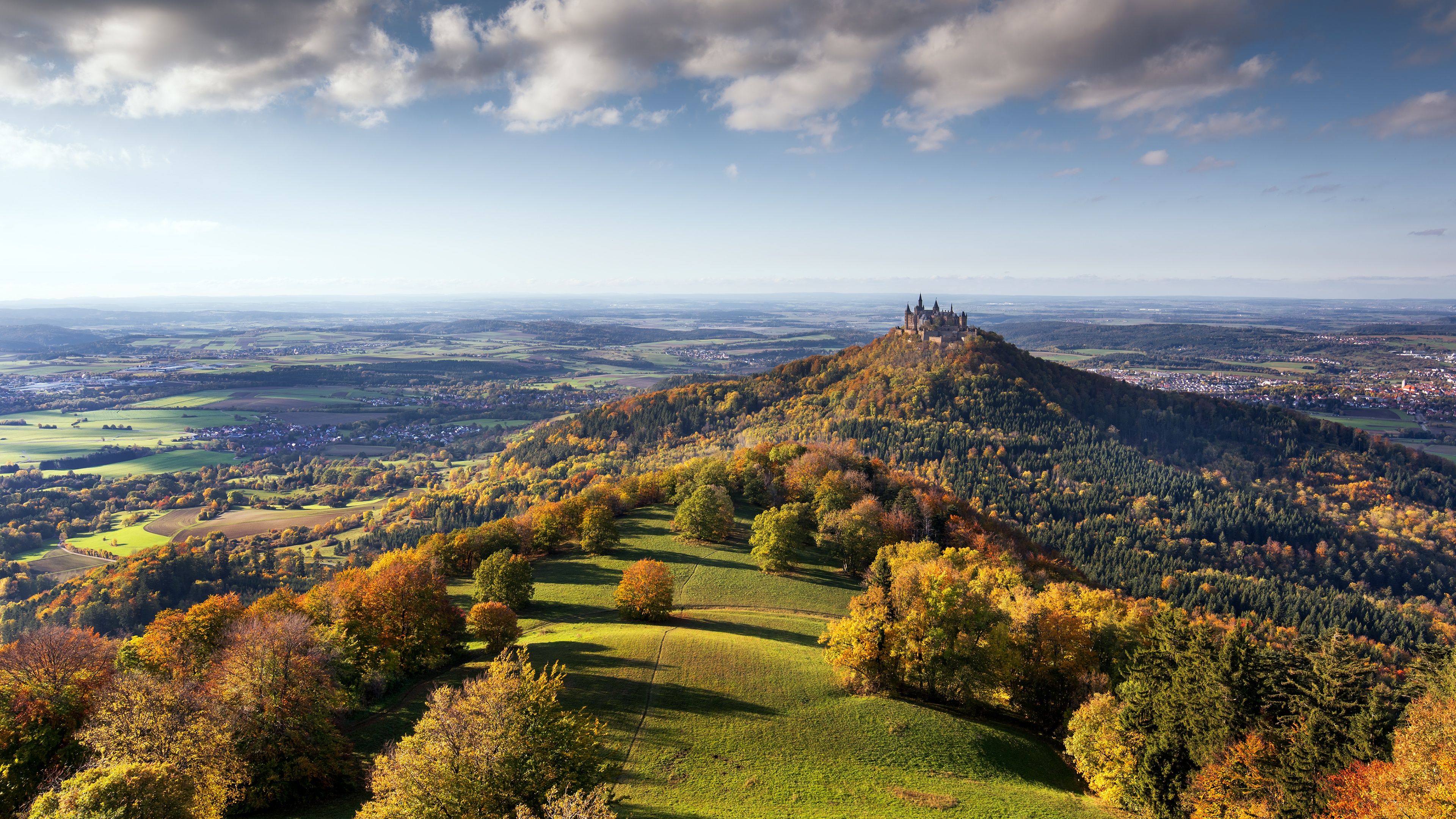 3840x2160 Castle Wallpaper 4K, Landscape, Green Meadow