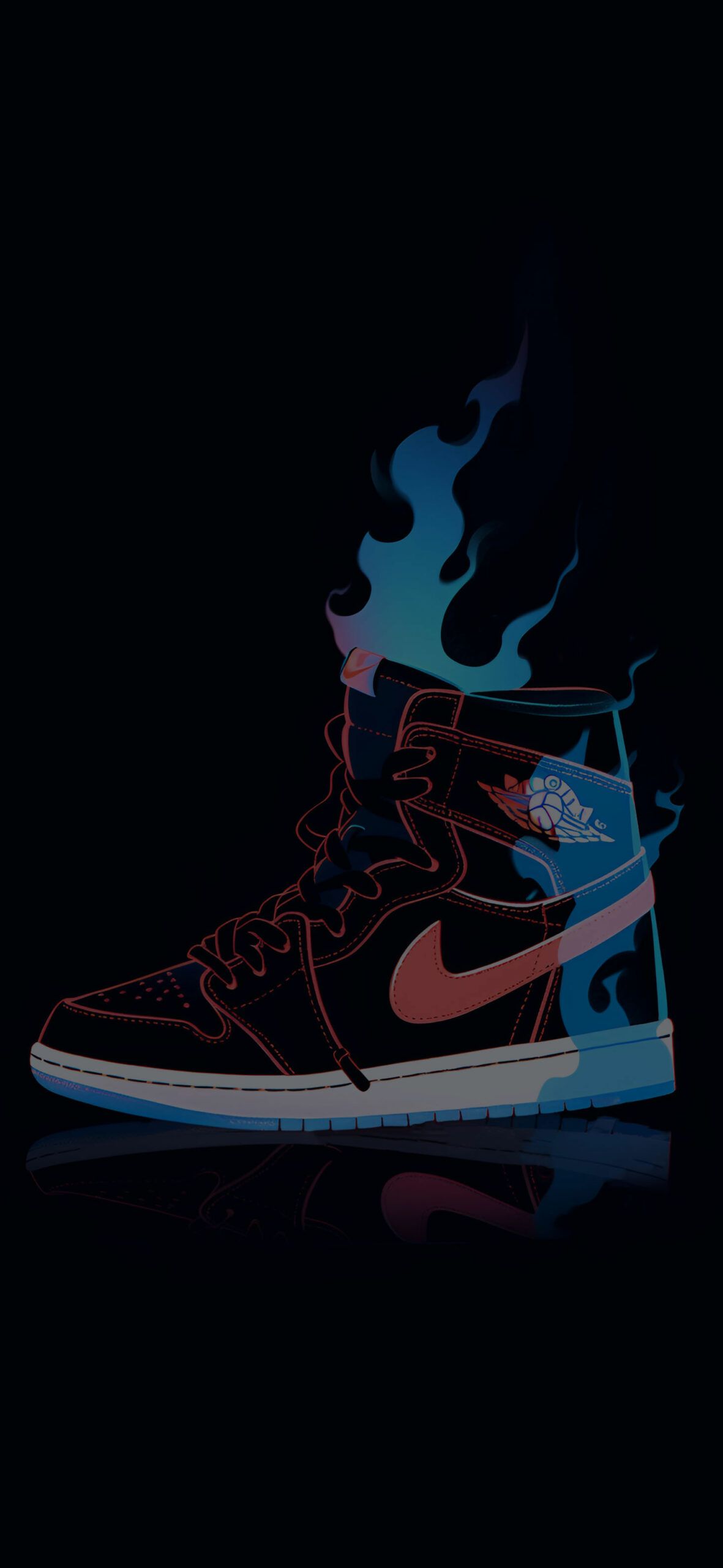 1181x2560 Fiery Nike Air Jordan 1 Cool Wallpaper