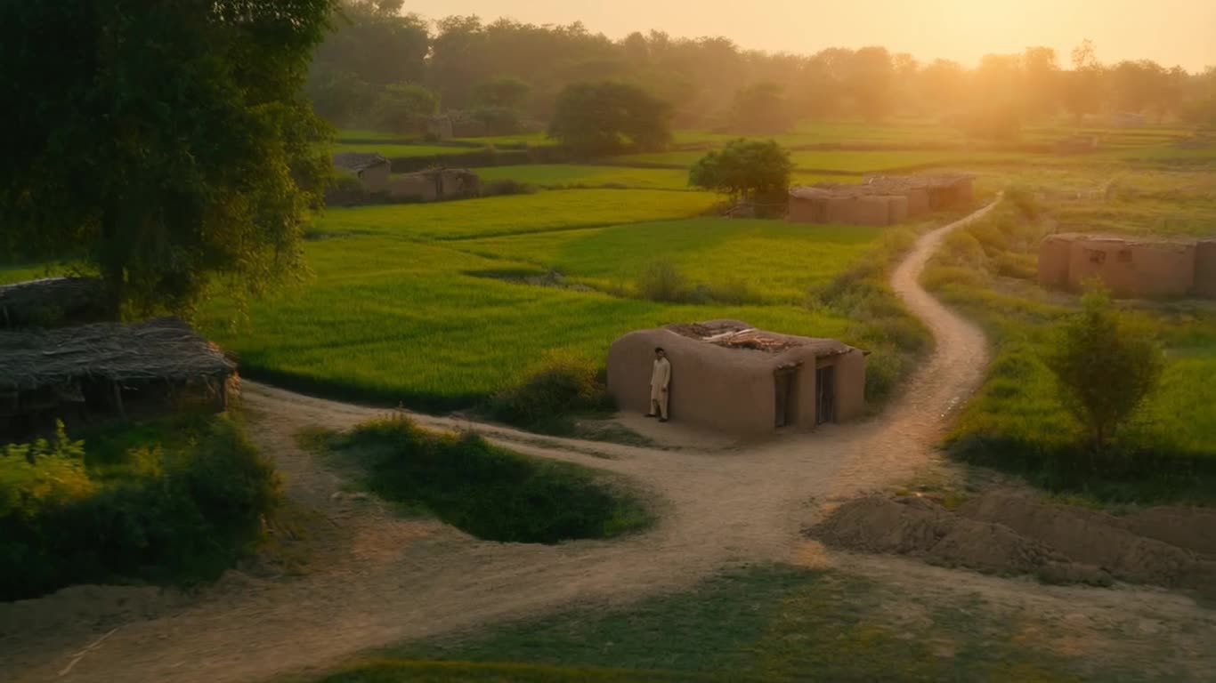 1366x768 image prompt peaceful rural pakistani village