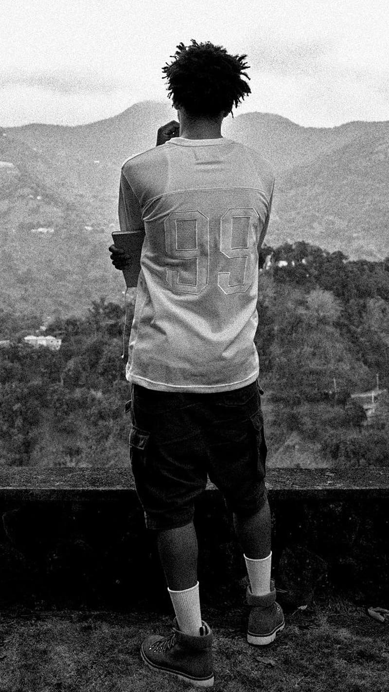 800x1421 J Cole Standing Near Mountains, j cole, standing, mountains, black and white, HD phone wallpaper