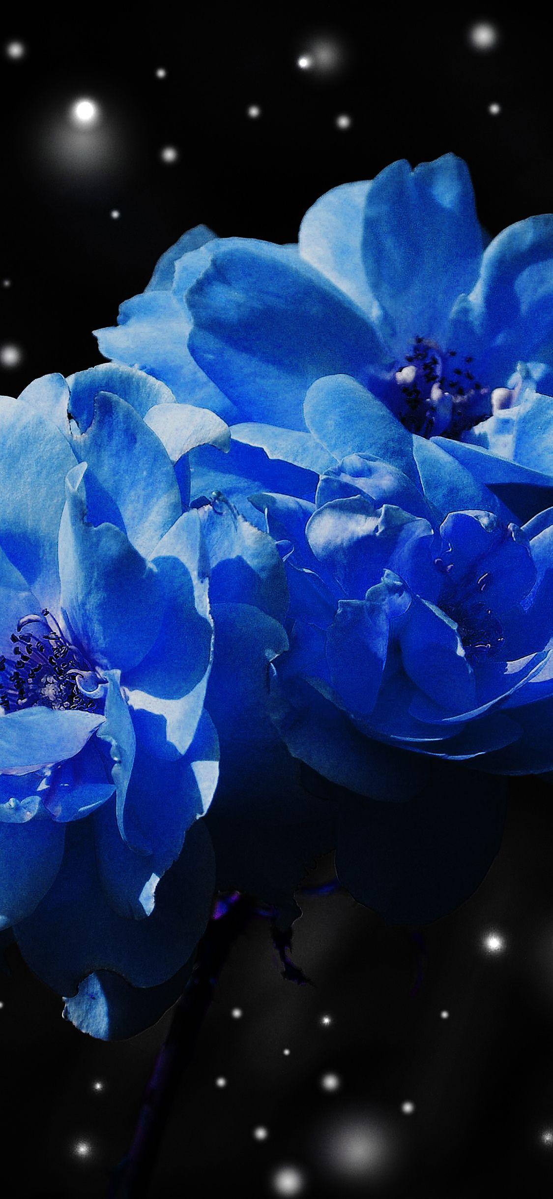 1125x2436 iPhone Wallpaper Blue Flowers