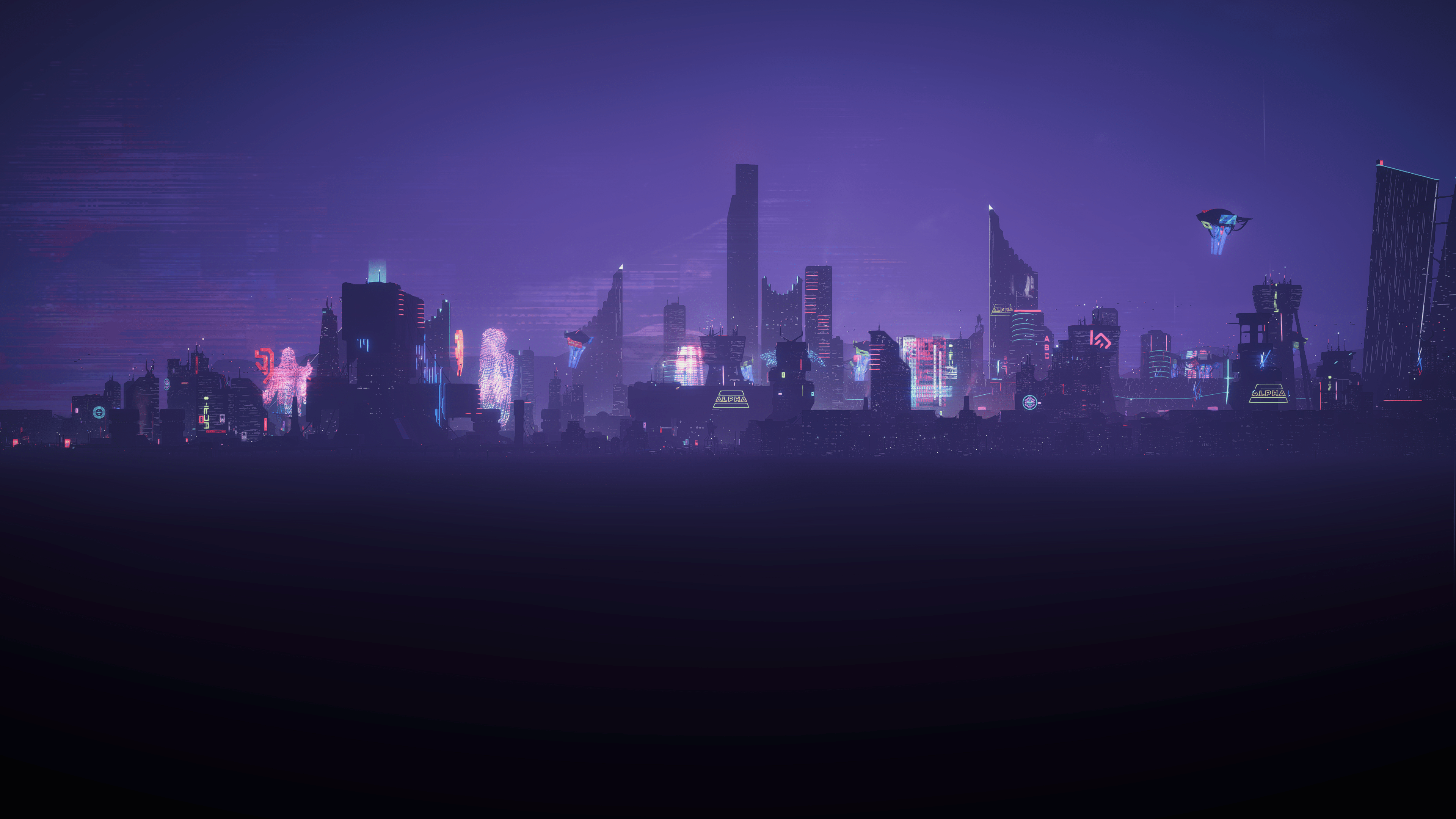 3840x2160 Futuristic cyberpunk themed city desktop wallpaper [3840x2160] picture made in the Dystopika game