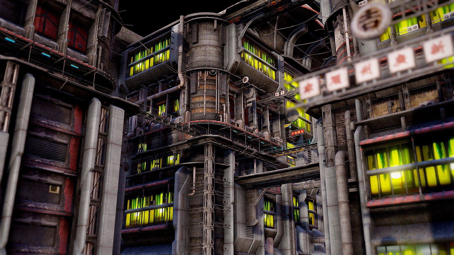 1920x1080 Futuristic Dystopian City Gameready Free 3D model by golukumar [925230e]