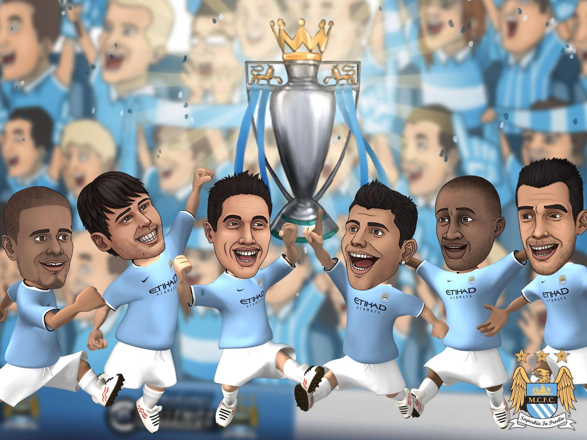 2048x1536 Download Funny And Cute Manchester City FC Caricatures Wallpaper