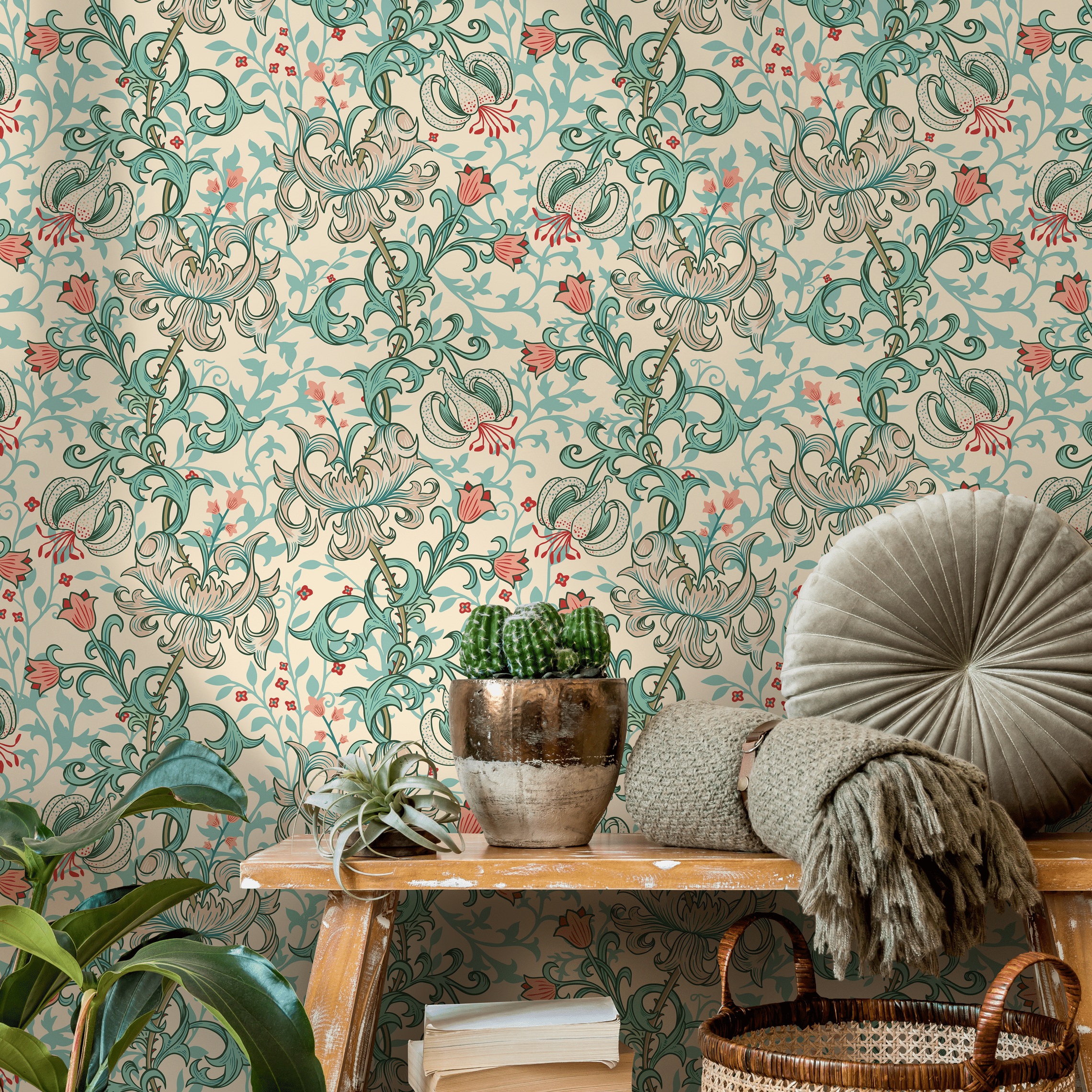 2280x2280 Vintage Floral Wallpaper. Removable Peel & Stick Decor D057