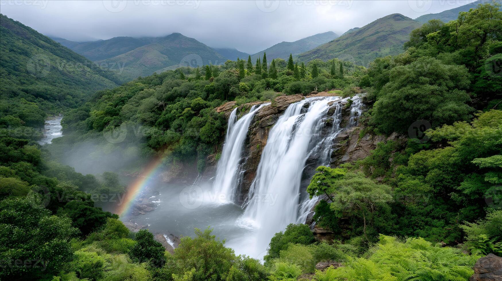1749x980 Jog Falls cascading water and rainbow in Shivamogga, Karnataka