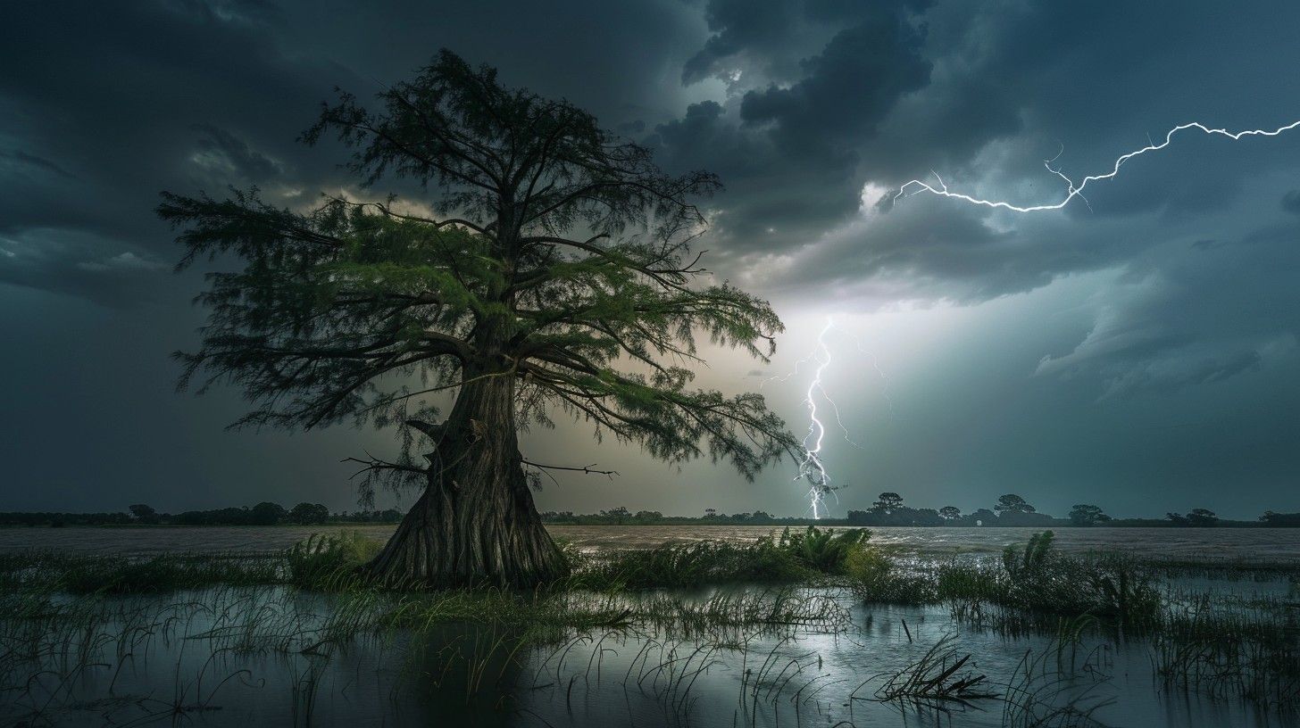 1456x816 Download Lightning Strikes Nature Image, Tree, Storm