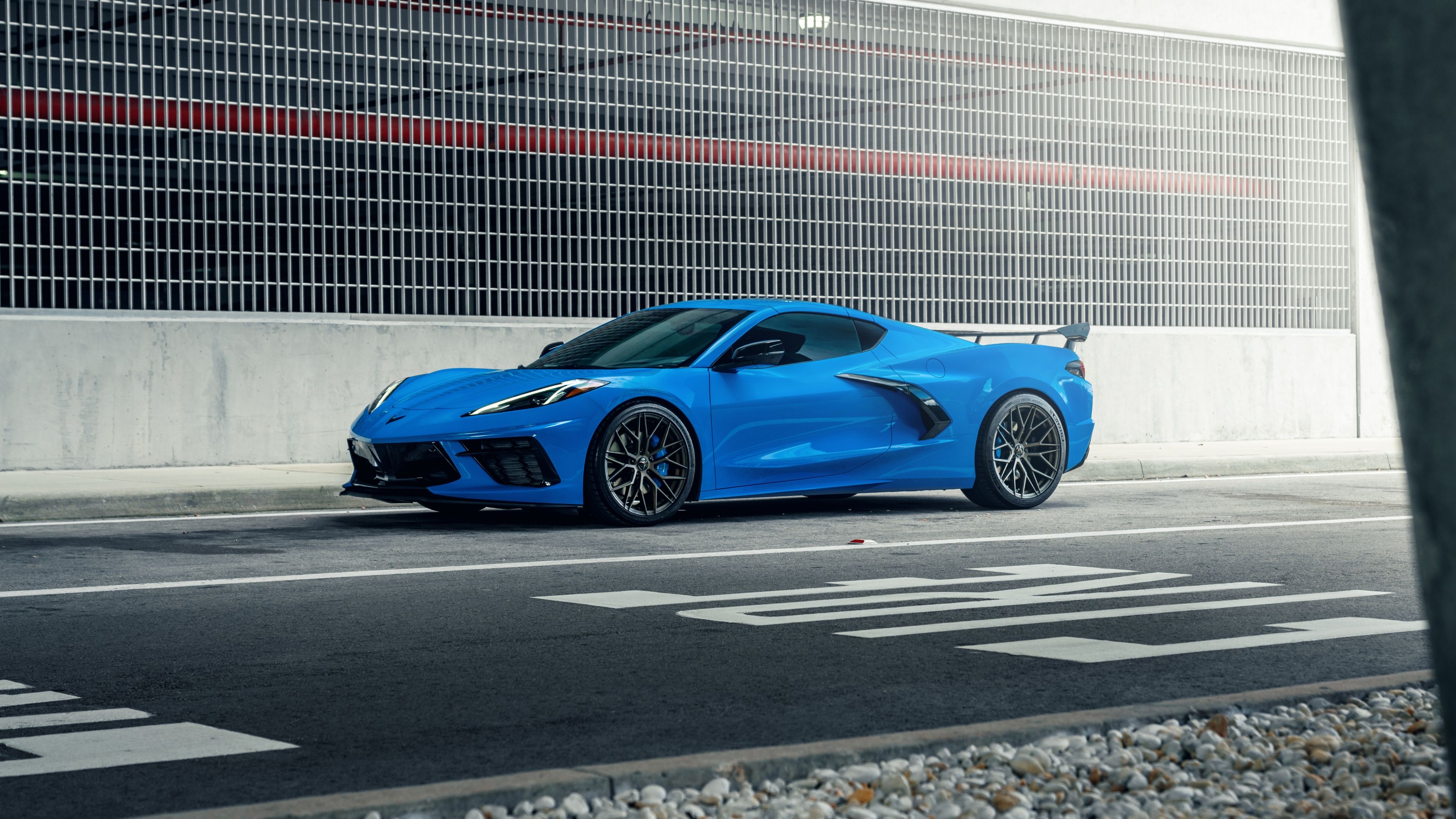 3840x2160 Chevrolet Corvette C8 Wallpaper 4K, Blue, Tarmac, 5K