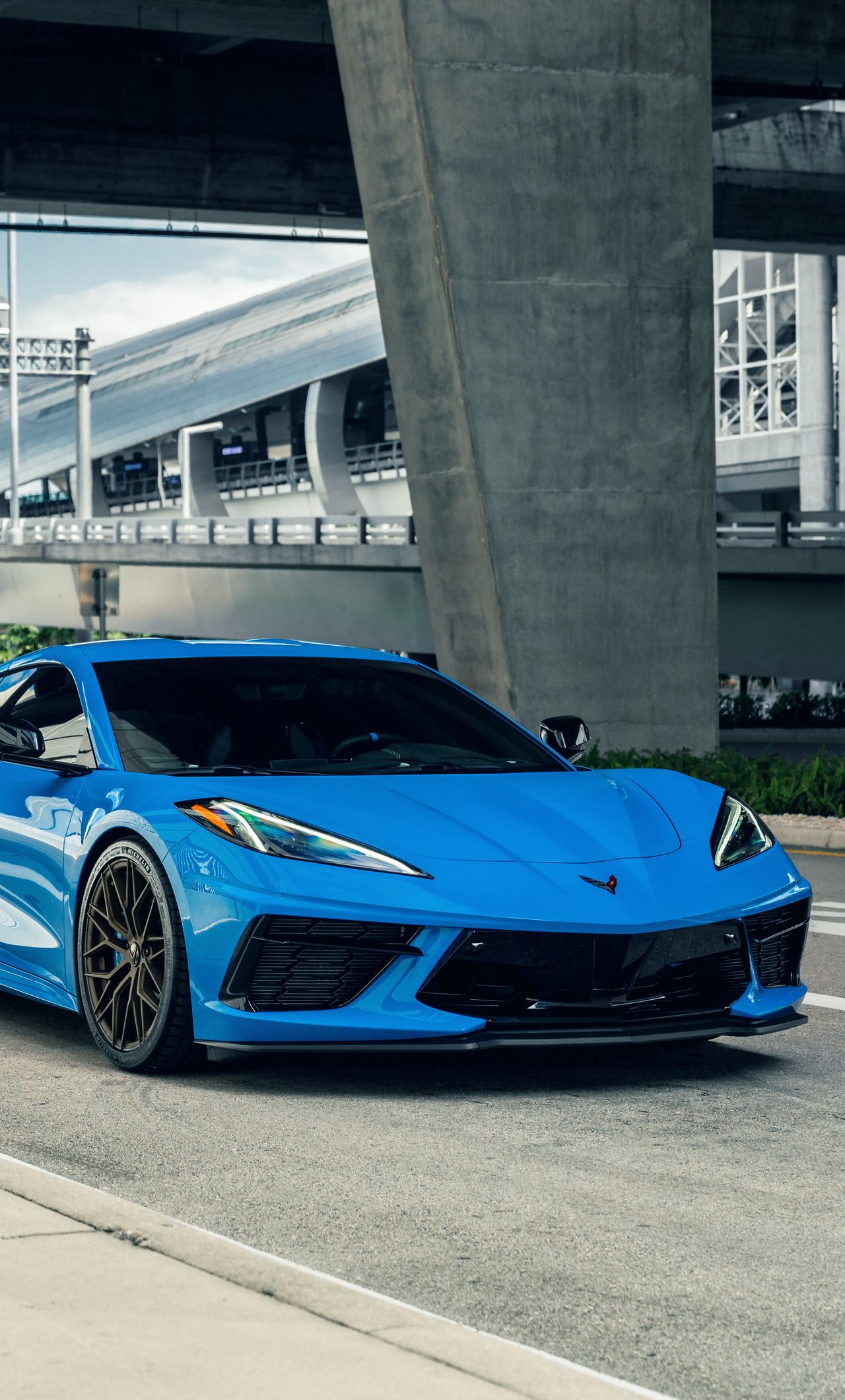 1280x2120 Blue Corvette Wallpaper
