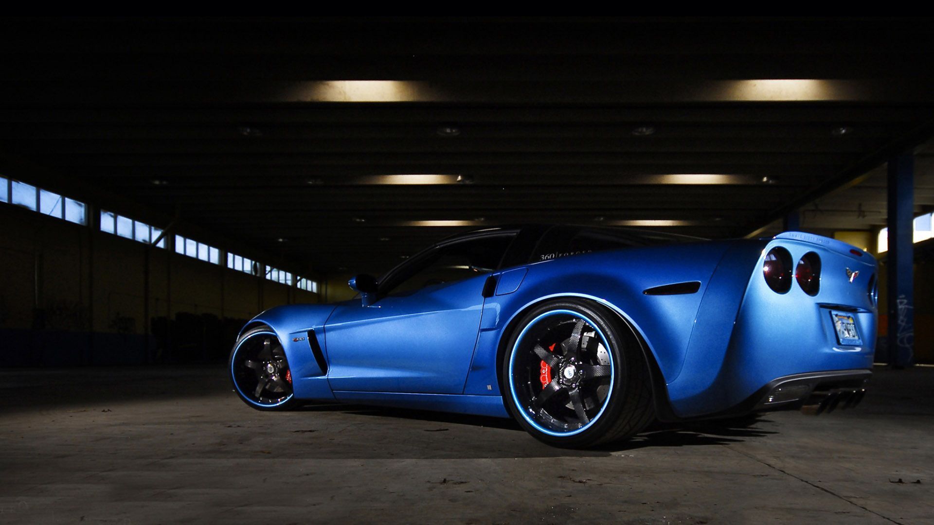 1920x1080 Blue Corvette Wallpaper