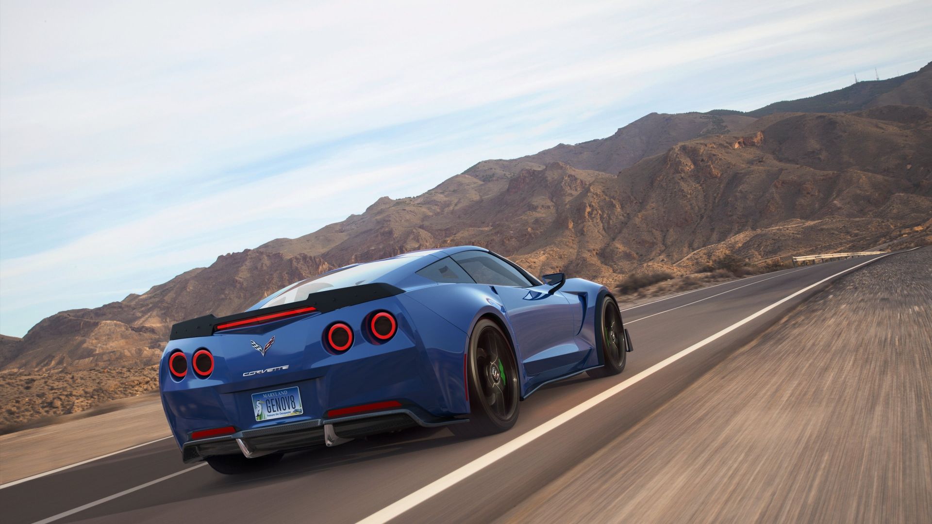 1920x1080 Blue Corvette Wallpaper