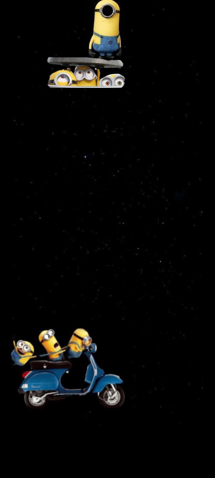 736x1637 Minions black background punch hole wallpaper