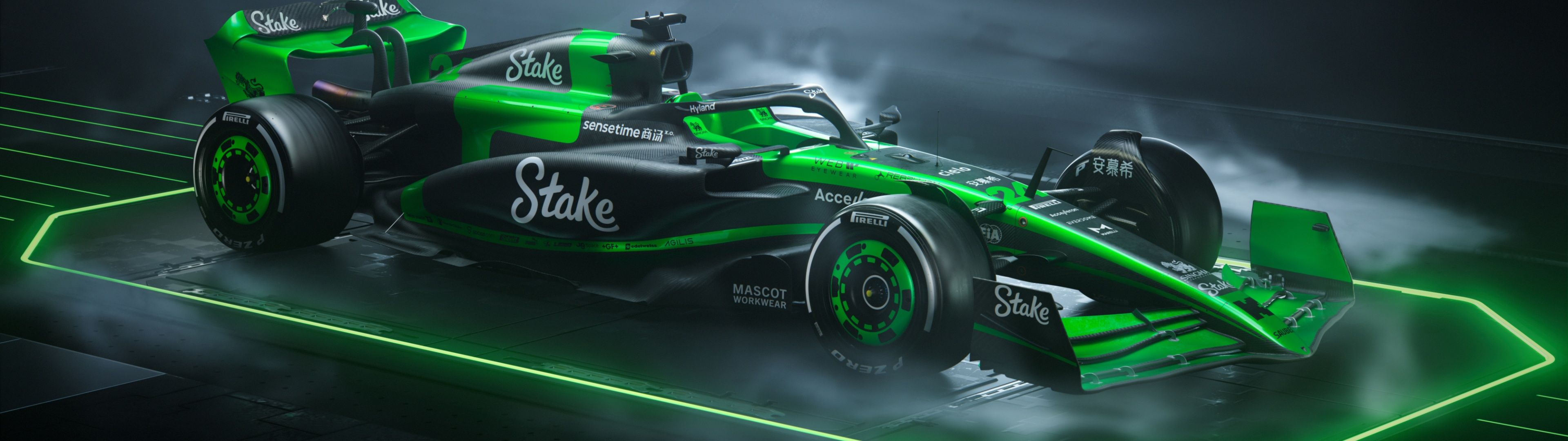 3840x1080 Sauber C44 Wallpaper 4K, Formula 1 Dark background